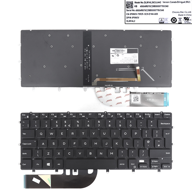 Picture of New Replacement Laptop Keyboard For Dell XPS 15 9550 9560 9570 7590 BLACK(backlit WIN8) Uk Layout