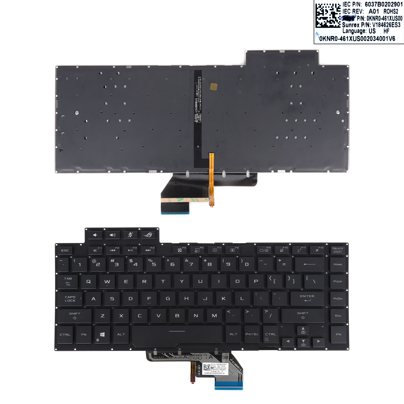 Picture of New Replacement Laptop Keyboard For ASUS GU502LU GU502DU GU502LV GU502LW GA502 GX502 Black（Backlit） US Layout