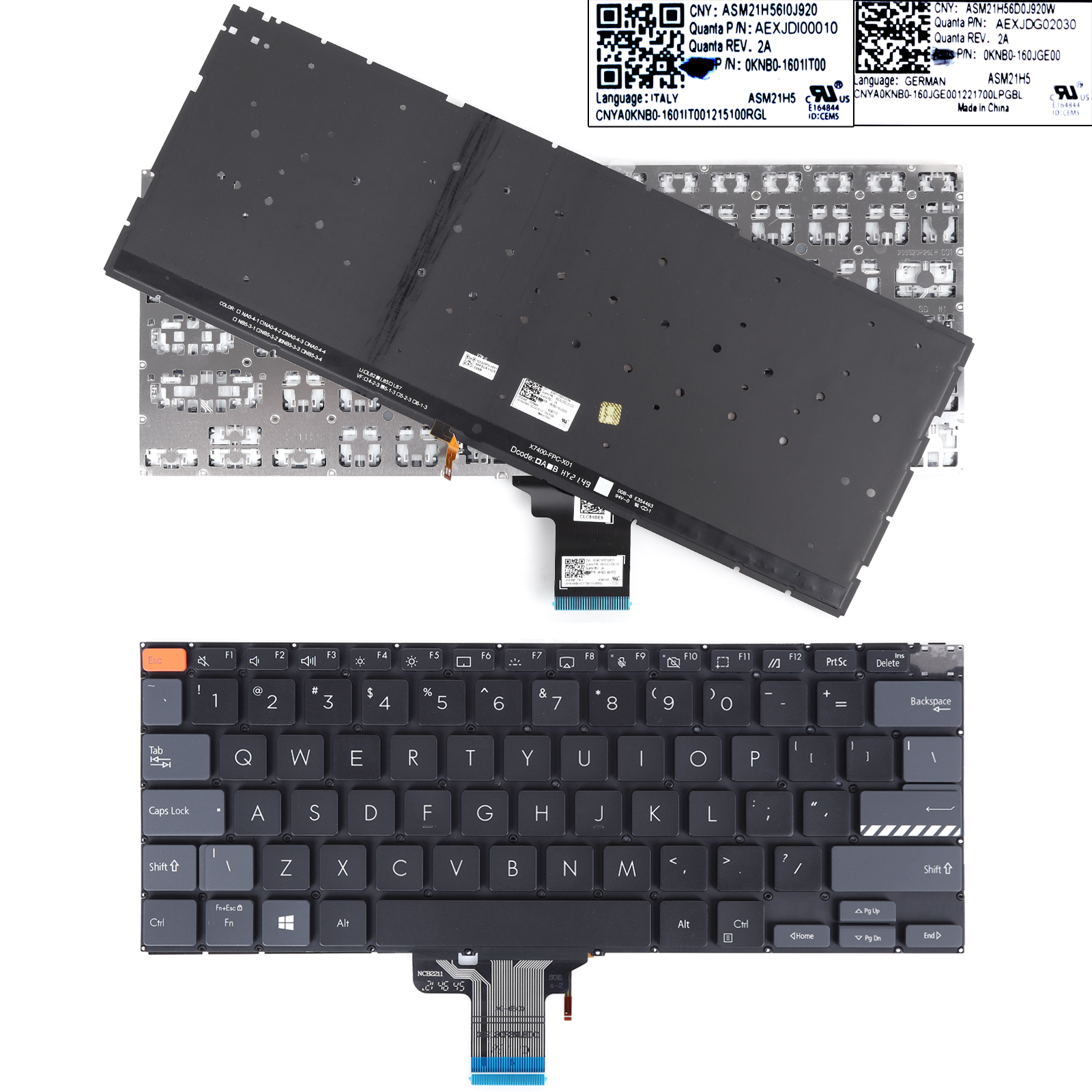 Picture of New Replacement Laptop Keyboard For ASUS M3400 M3401 K3400 X3400 M7400 X7400 BLACK(Backlit.WIN8) OEM US Layout