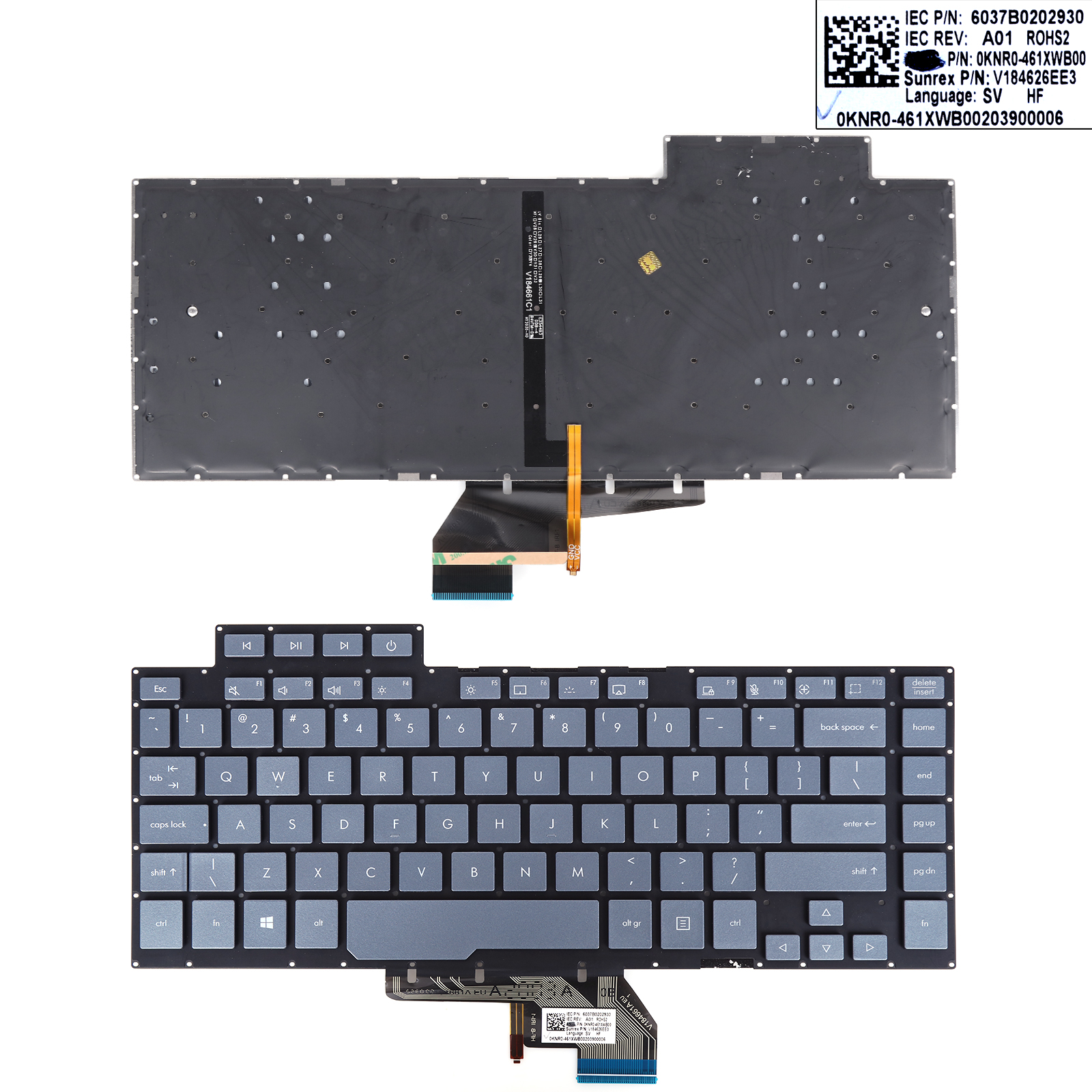 Picture of New Replacement Laptop Keyboard For ASUS StudioBook Pro 15 W500G5T Gray Blue（Backlit） US Layout