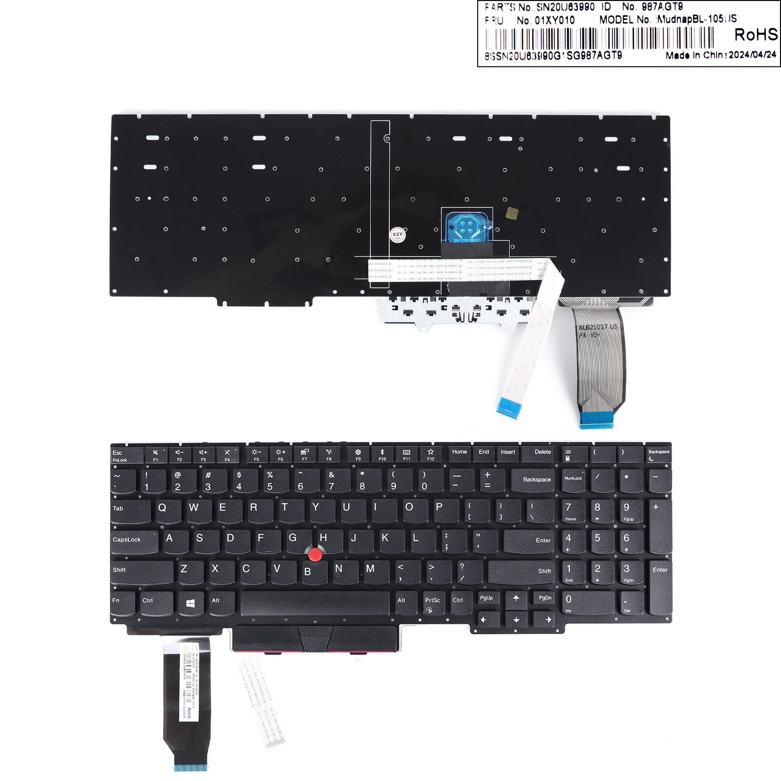 Picture of New Replacement Laptop Keyboard For LENOVO E15  With Point stick,Black OEM US Layout