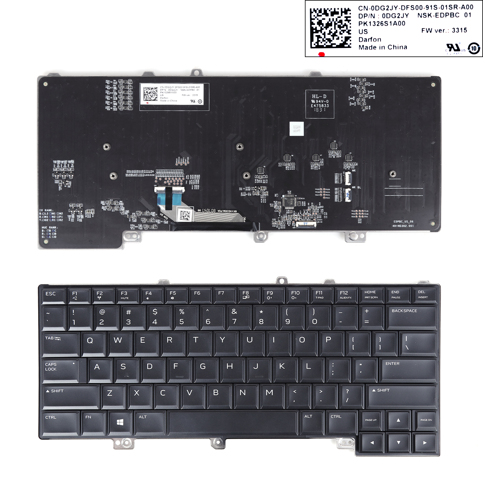 Picture of New Replacement Laptop Keyboard For Dell M15 R4 White print （Colorful Backlit） US Layout