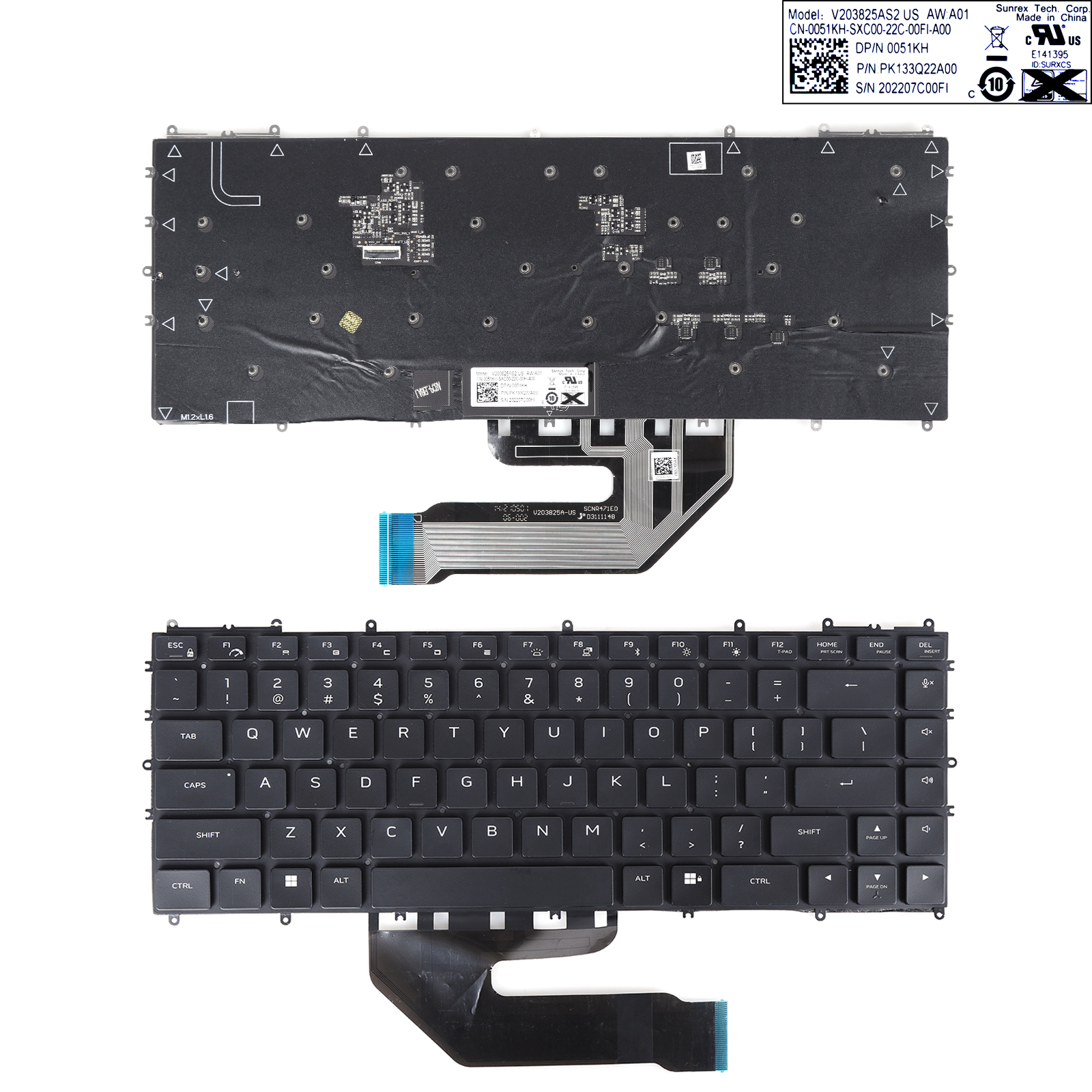 Picture of New Replacement Laptop Keyboard For Dell X15 R2 Black（Colorful Backlit） US Layout