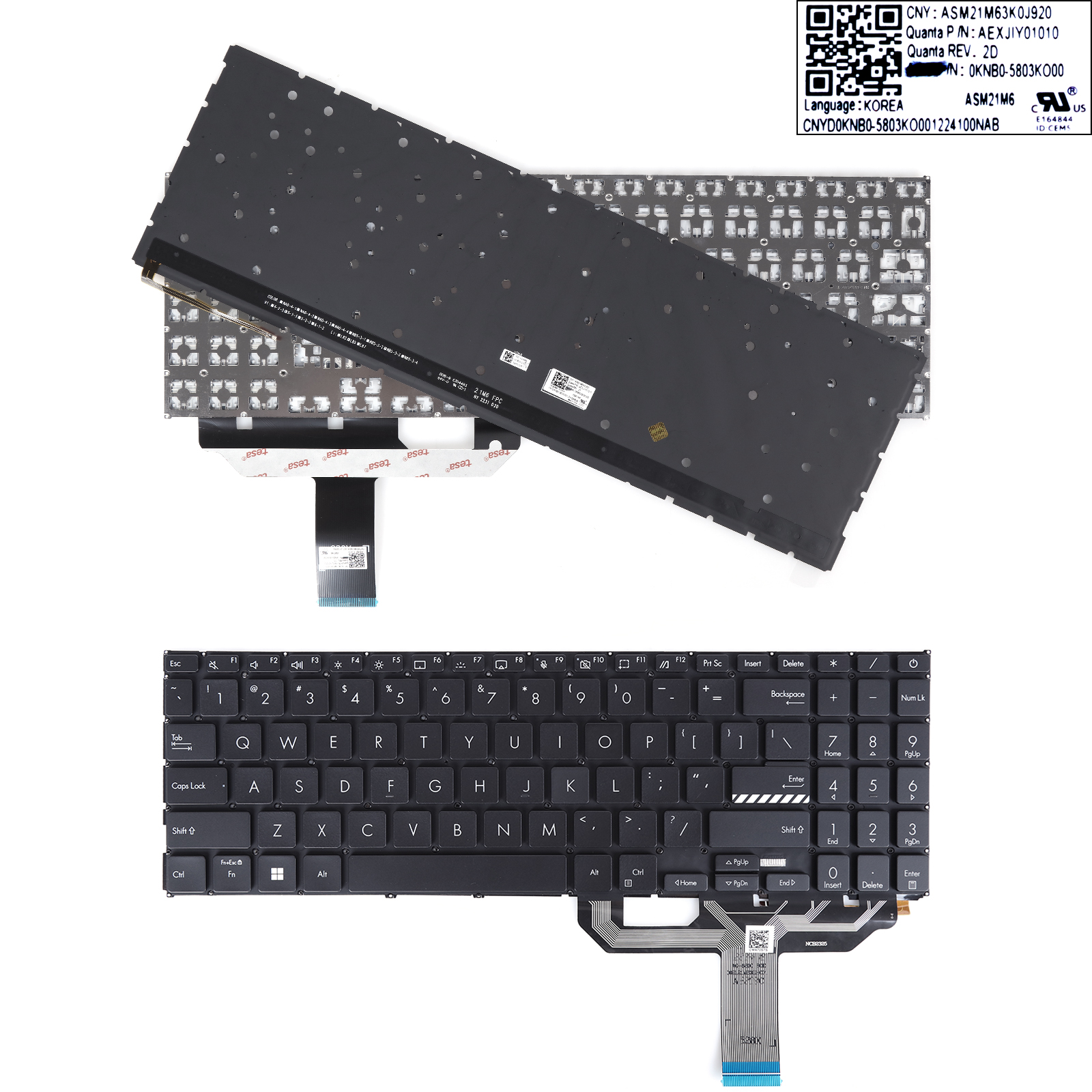 Picture of New Replacement Laptop Keyboard For ASUS X1502 X1603Z M1503Q M1603Q X1605V M1502 X1503 Black（Backlit） US Layout