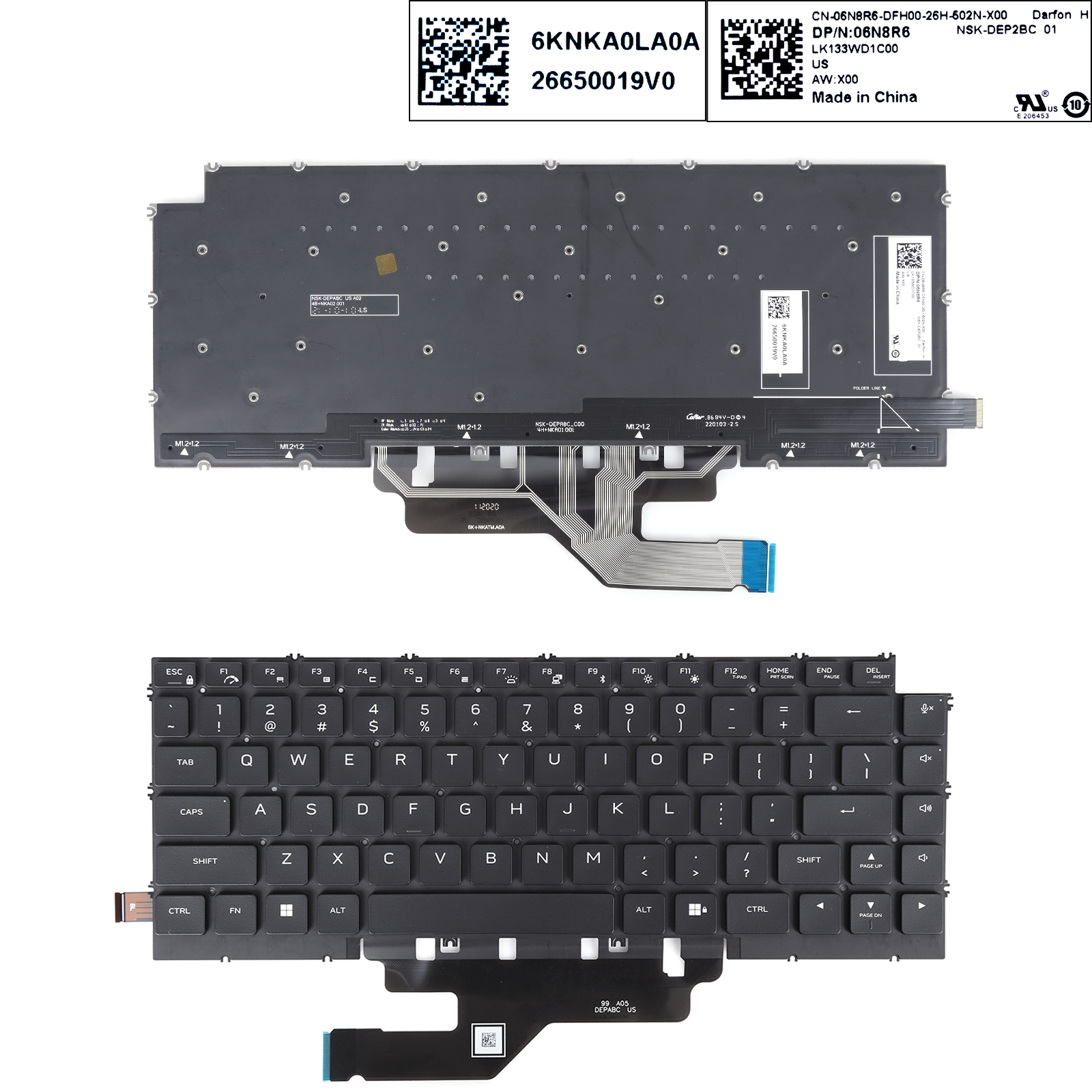 Picture of New Replacement Laptop Keyboard For DELL X14 R1 R2 Black（Backlit） US Layout