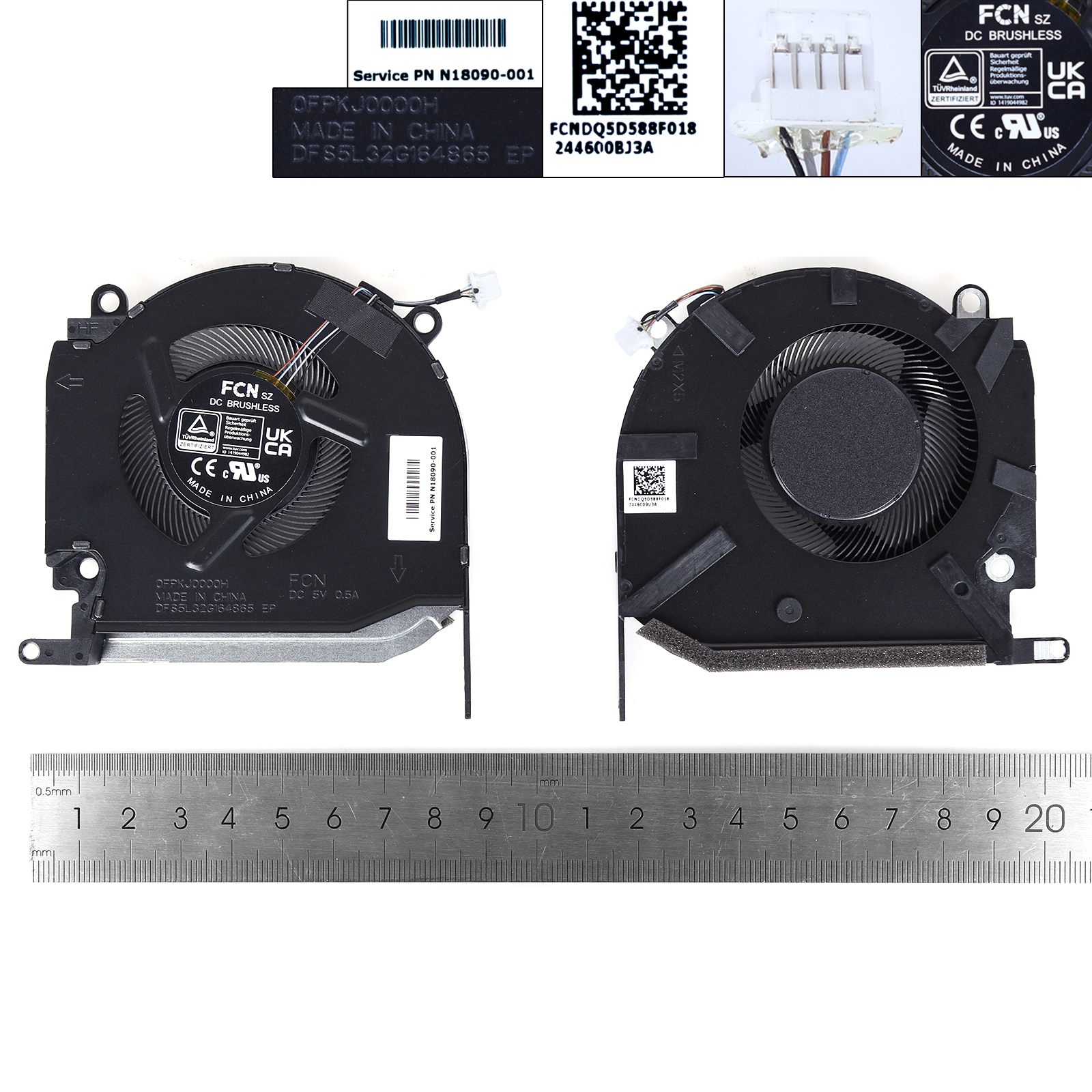Picture of New Replacement CPU Cooling Fan For HP OMEN 16-K 16-N TPN-Q280 5V（CPU,ORG） TPN-Q280 Layout