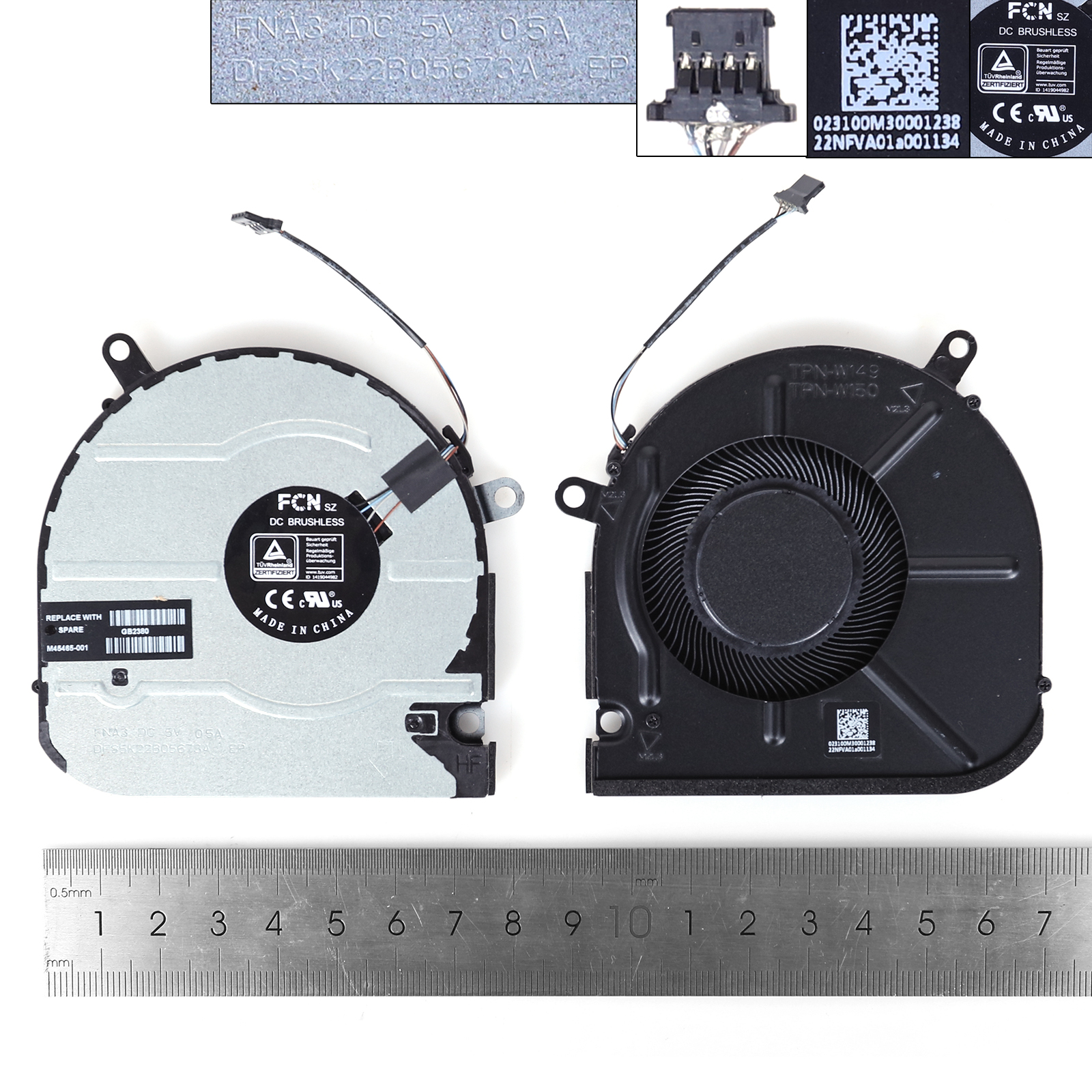 Picture of New Replacement CPU Cooling Fan For HP 15M-EU 15M-ES 15T-ES 15Z-EU 15-EU/ES W149 W150（big,ORG） DFS5K22B05673A   M45465 -001 Layout