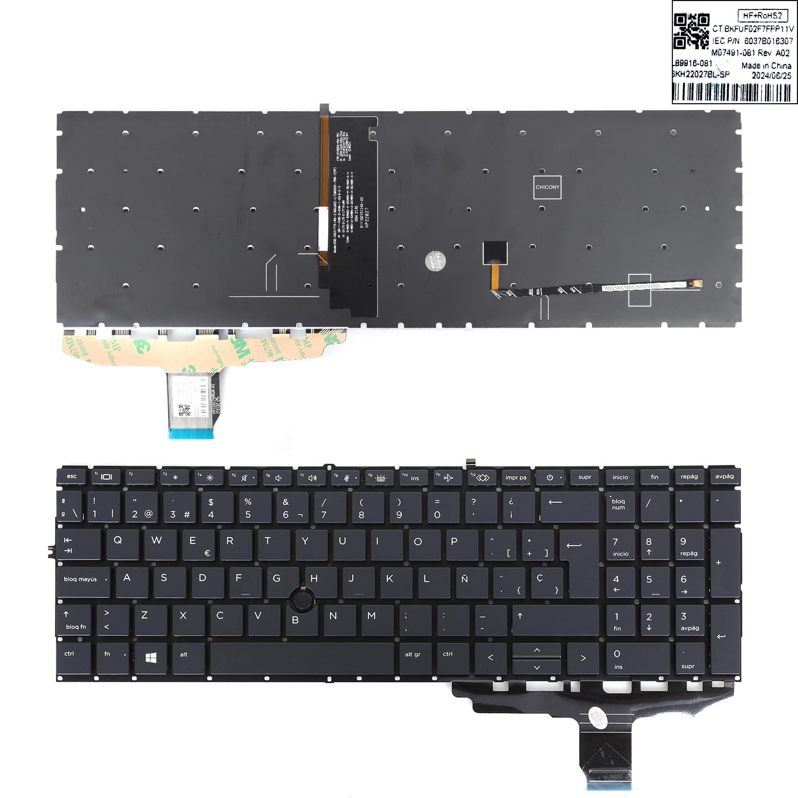 Picture of New Replacement Laptop Keyboard For HP  850G7 850G8 855G7 855G8  755G7 755G8  with pointing, backlit, black SP Layout