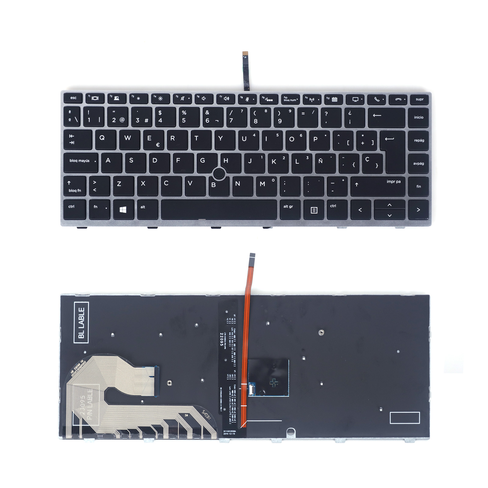 Picture of New Replacement Laptop Keyboard For HP  840G5  840G6  backlight, silver frame with black keys SP Layout