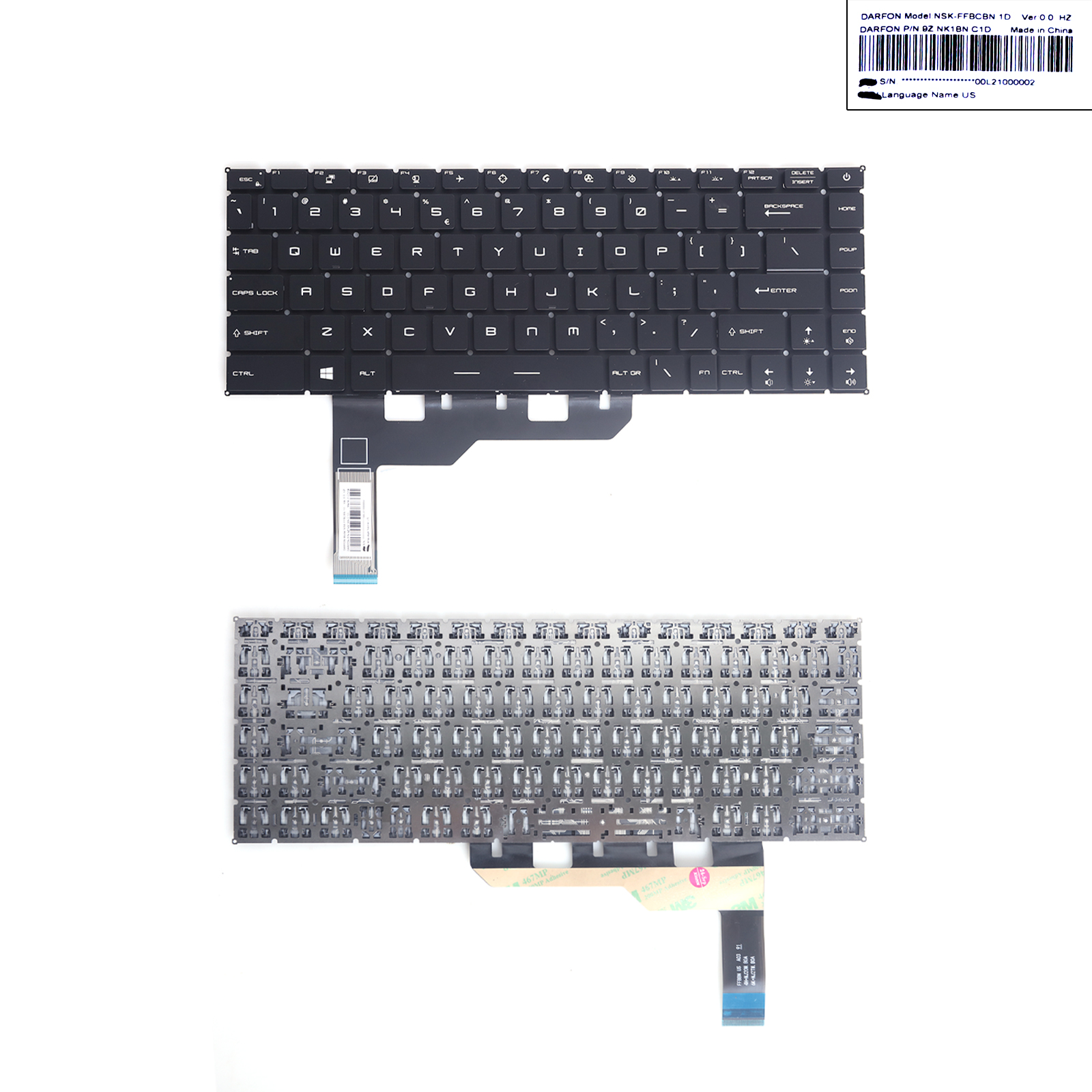 Picture of New Replacement Laptop Keyboard For MSI 5 A10M A10RAS A10RBS MS-14C1 MS-14C2 MS-1551 MS-1552 BLACK(backlit WIN8) US Layout
