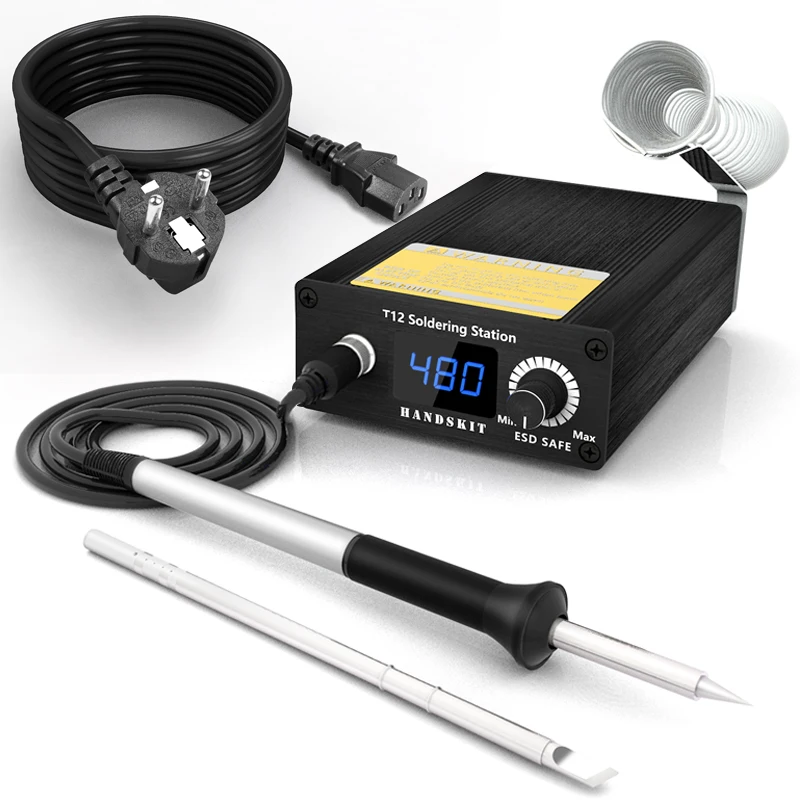 Picture of T12 Soldering Station LED Digital Adjust Temp 15s Fast Heating Auto Sleep Soldering Iron Portable Welding Repair Equipment   with 2 pcs tip