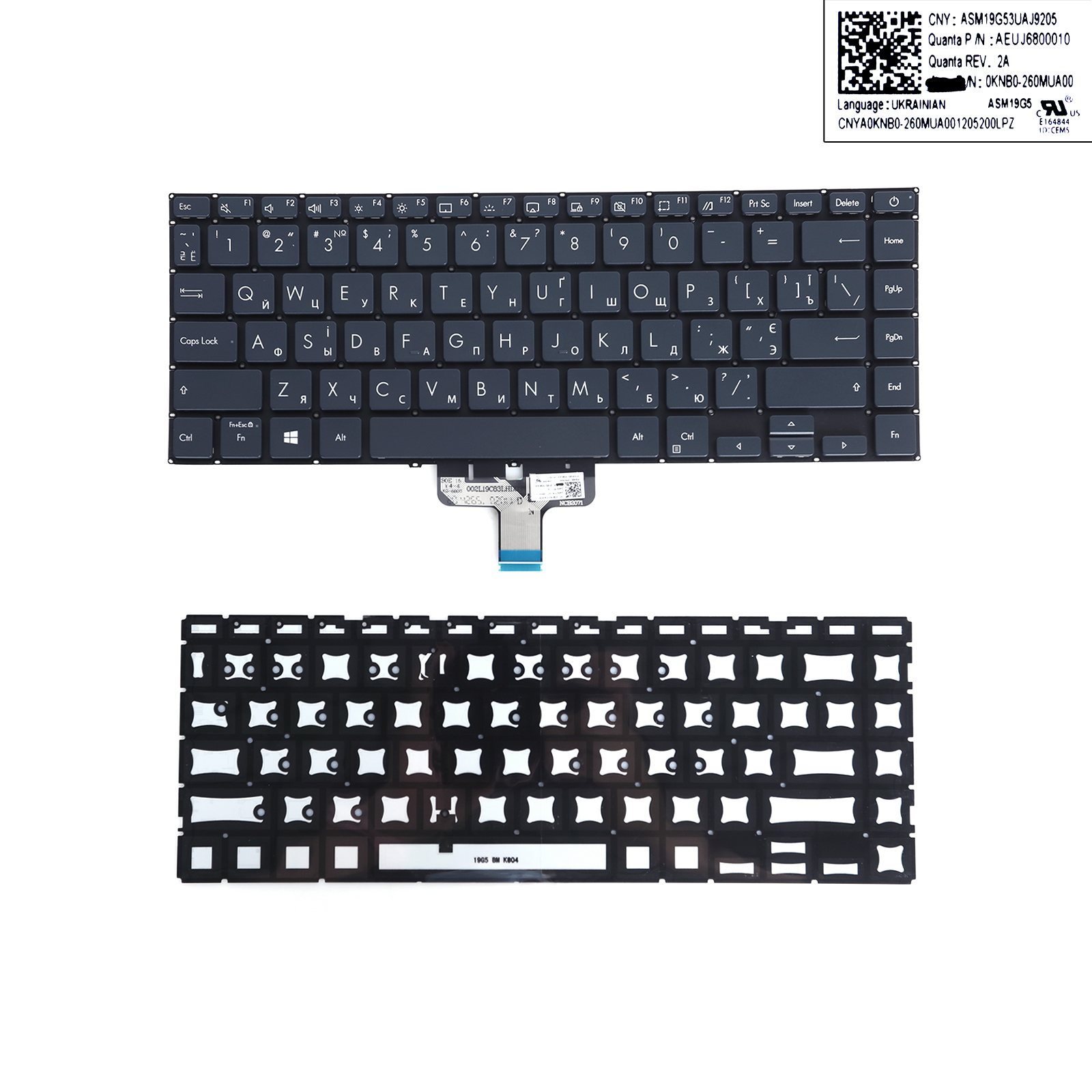 Picture of New Replacement Laptop Keyboard For ASUS UX435 Gray,Backlit RU Layout