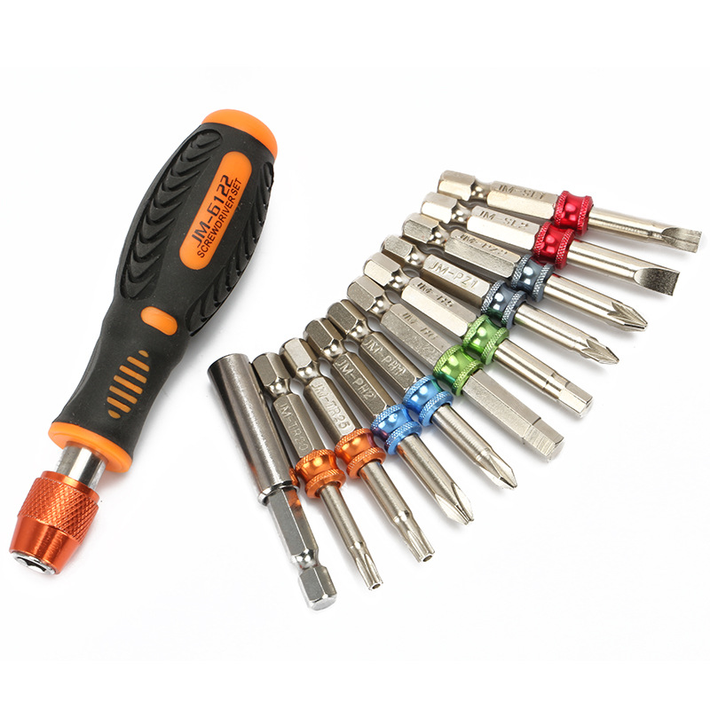 Picture of JM-6122 12 in 1 color ring household appliance maintenance screwdriver set Extended tip screw set