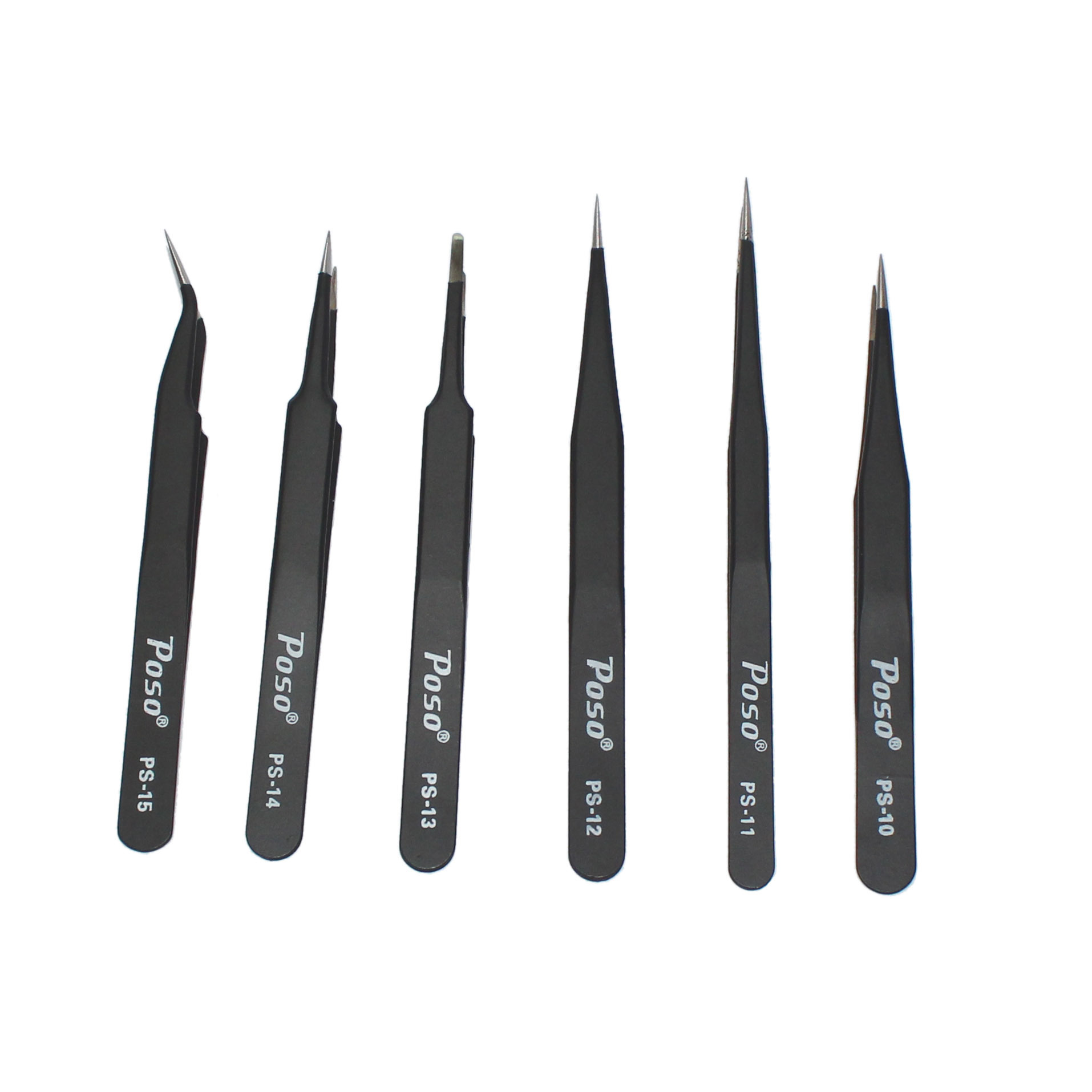 Picture of Poso tweezers Thickened elbow Flat pointed tweezers PS-10 PS-11 PS-12 PS-13 PS-14 PS-15