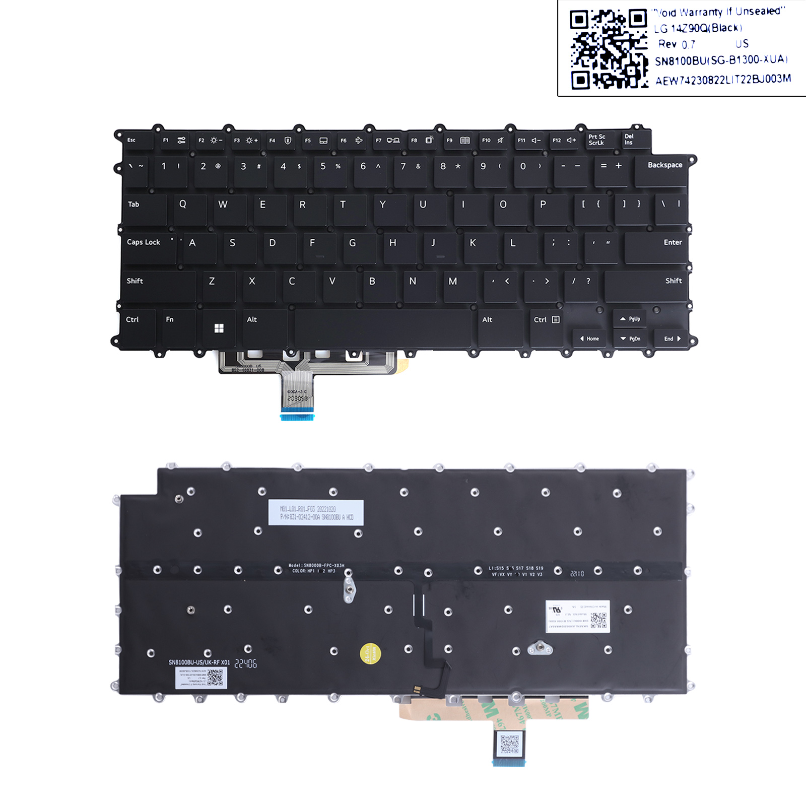Picture of New Replacement Laptop Keyboard For LG 14Z90Q 14ZD90Q 14Z90QF (Backlit,Without FRAME,black) US Layout