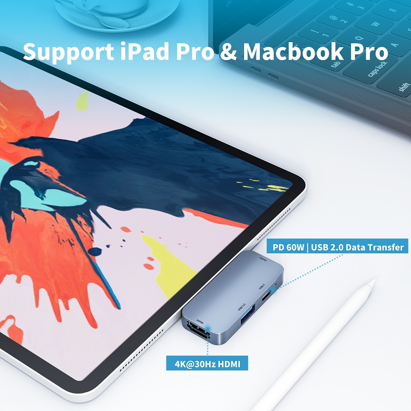 Picture of USB-C 4-in-1 multi-functional dock iPad Pro dedicated expansion 4K HD aluminum dock