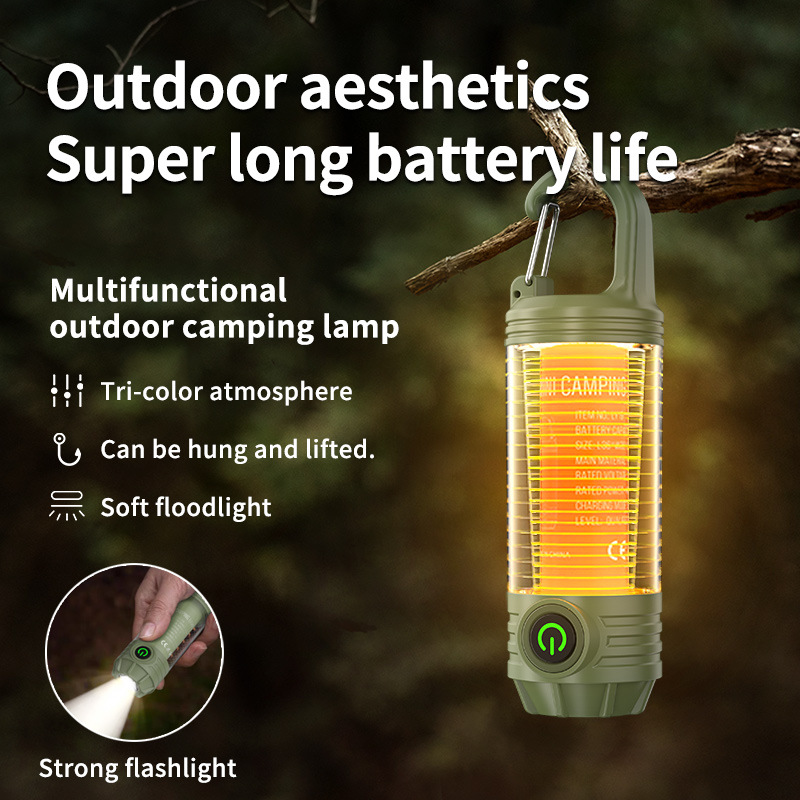 Outdoor camping light Multi-light source portable keychain hook mini flashlight atmosphere camping light
