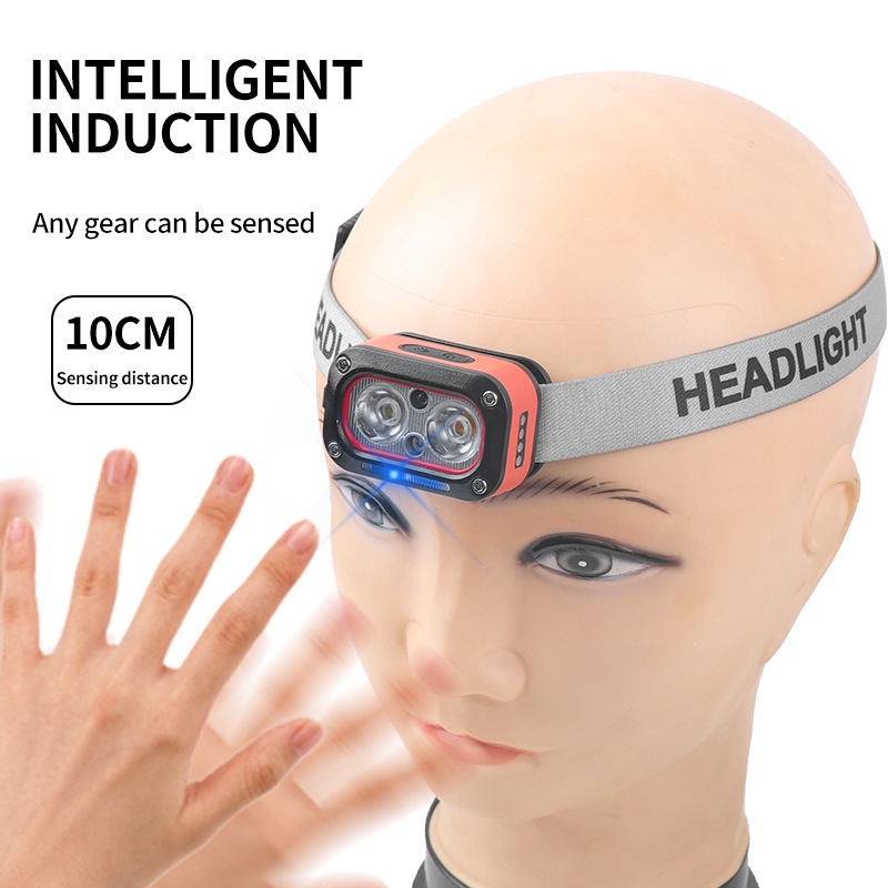 2*XTE three light source strong sensing headlamp USB charging outdoor night run LED lighting headlamp