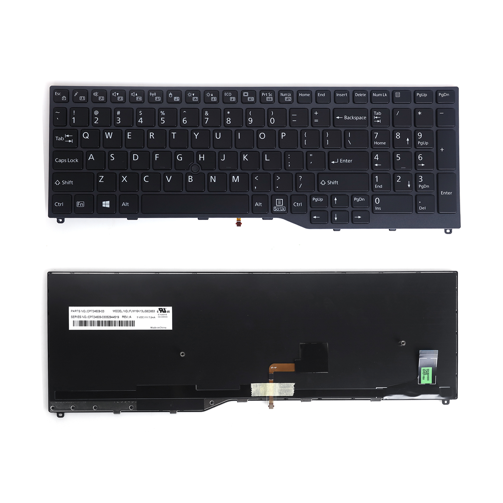 Picture of New Replacement Laptop Keyboard For Fujitsu Lifebook E459 E559 U759 U757 E558 E458 U758 GRAY FRAME BLACK（With Point ,Win8） US Layout