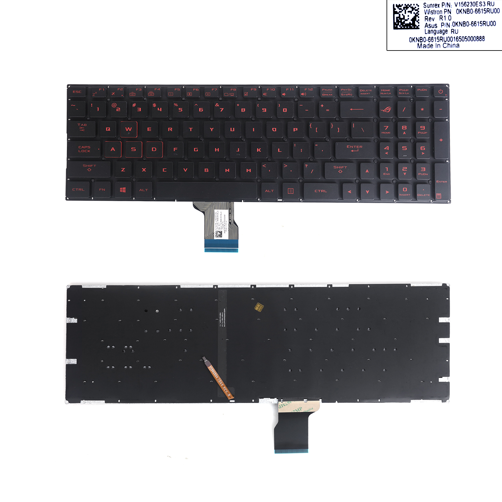 Picture of New Replacement Laptop Keyboard For Asus ROG Strix FX502VM Black（Backlit,Red side,WIN8,without FRAME,small enter) US Layout