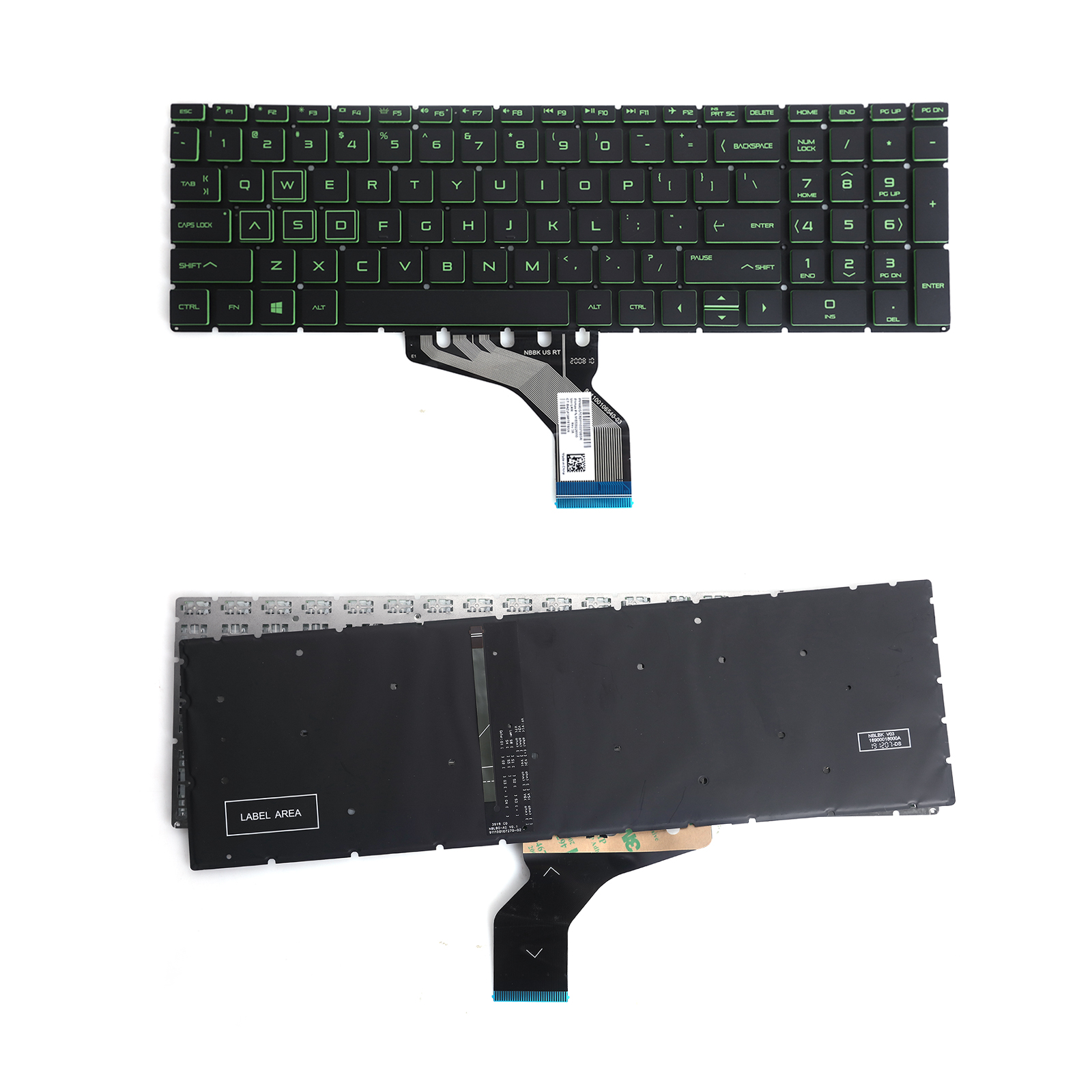 Picture of New Replacement Laptop Keyboard For HP PAVILION GAMING 15-CX BLACK (Backlit green side WIN8) ,Small Enter） US Layout