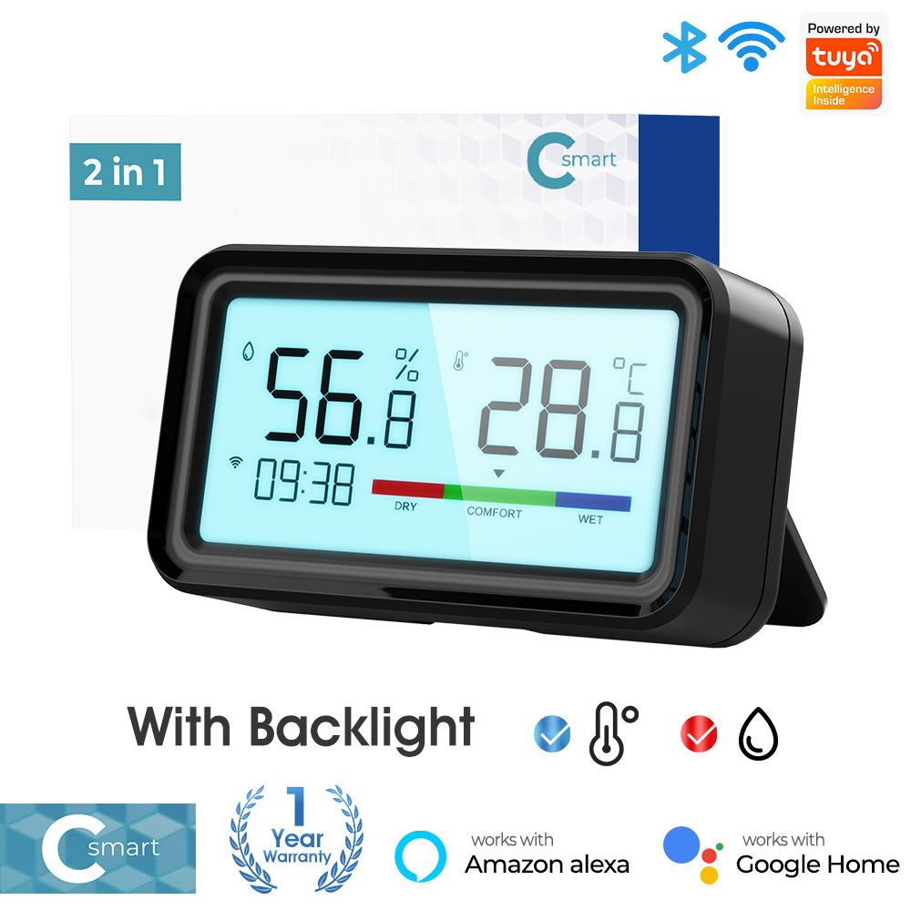 Picture of tuya WiFi wireless hygrograph sensor Detector Smart home electronic sensor Wifi Bluetooth dual mode