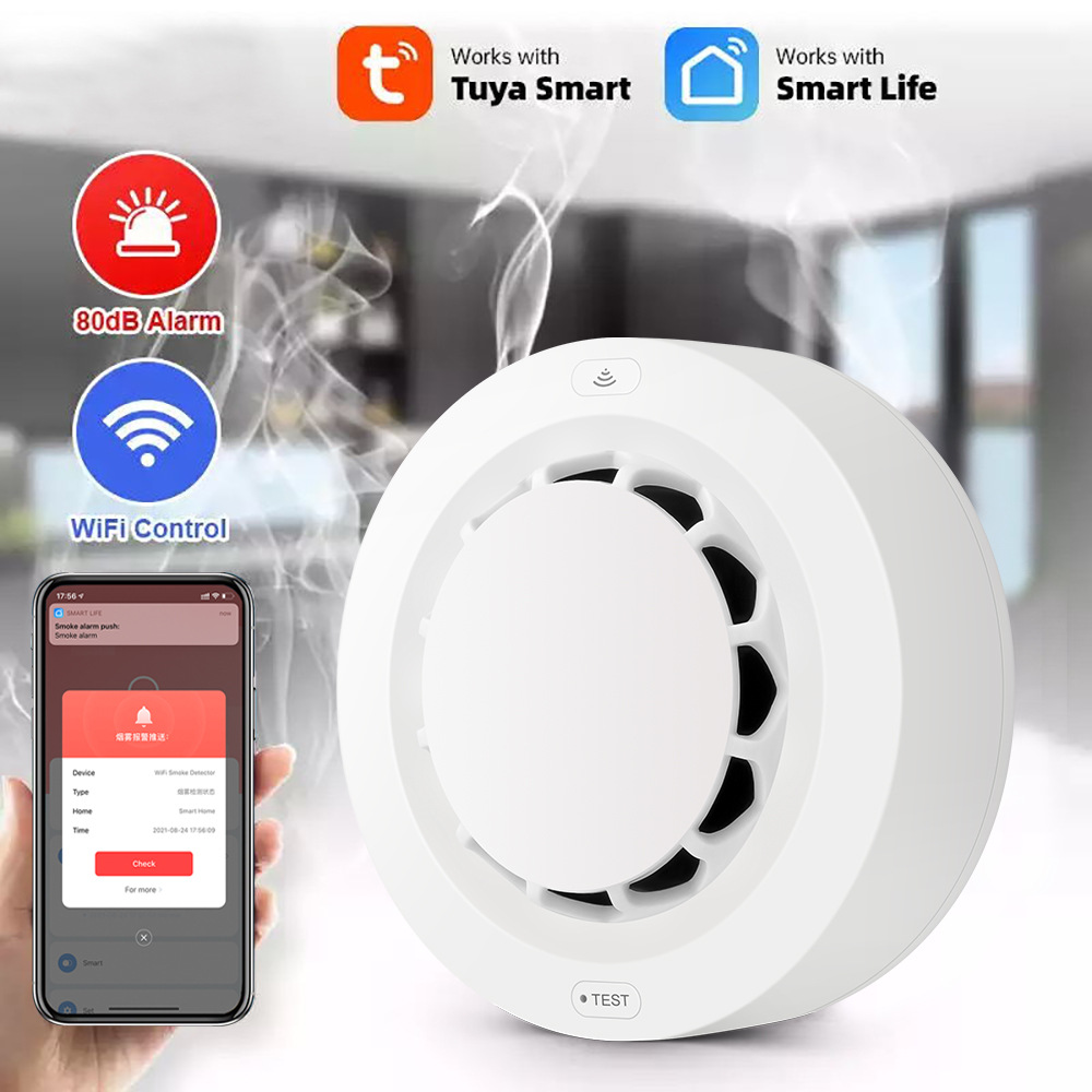 Picture of tuya wifi Smoke Sensor Tuya Smoke alarm Smoke alarm sensor Fire alarm Remote control high-pitched alarm super standby