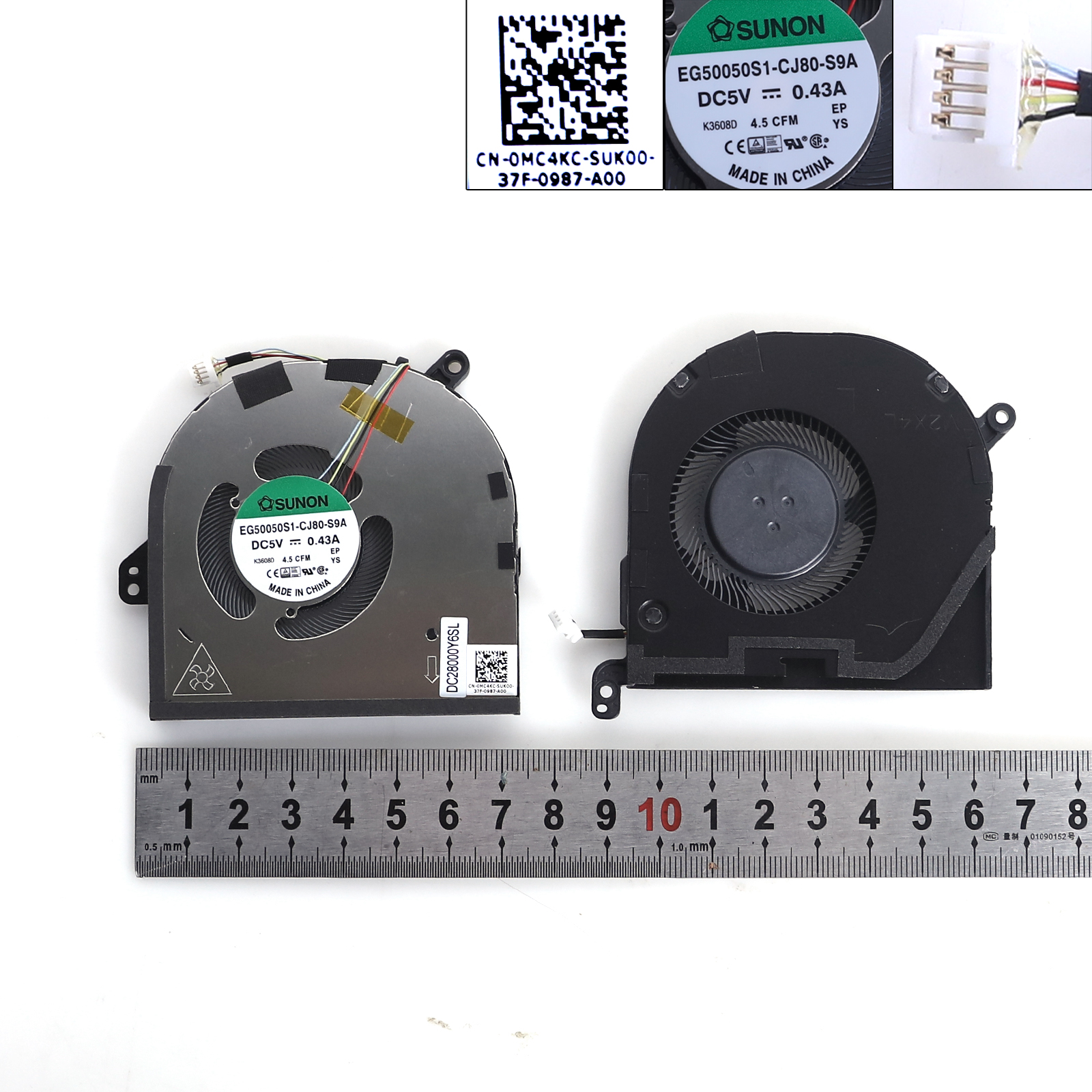 Picture of New Replacement CPU Cooling Fan For CPU+GPU Cooling Fan For DELL XPS 15 9500 9510 Dell Precision 5550 （L+R,ORG） 009RK6 Layout