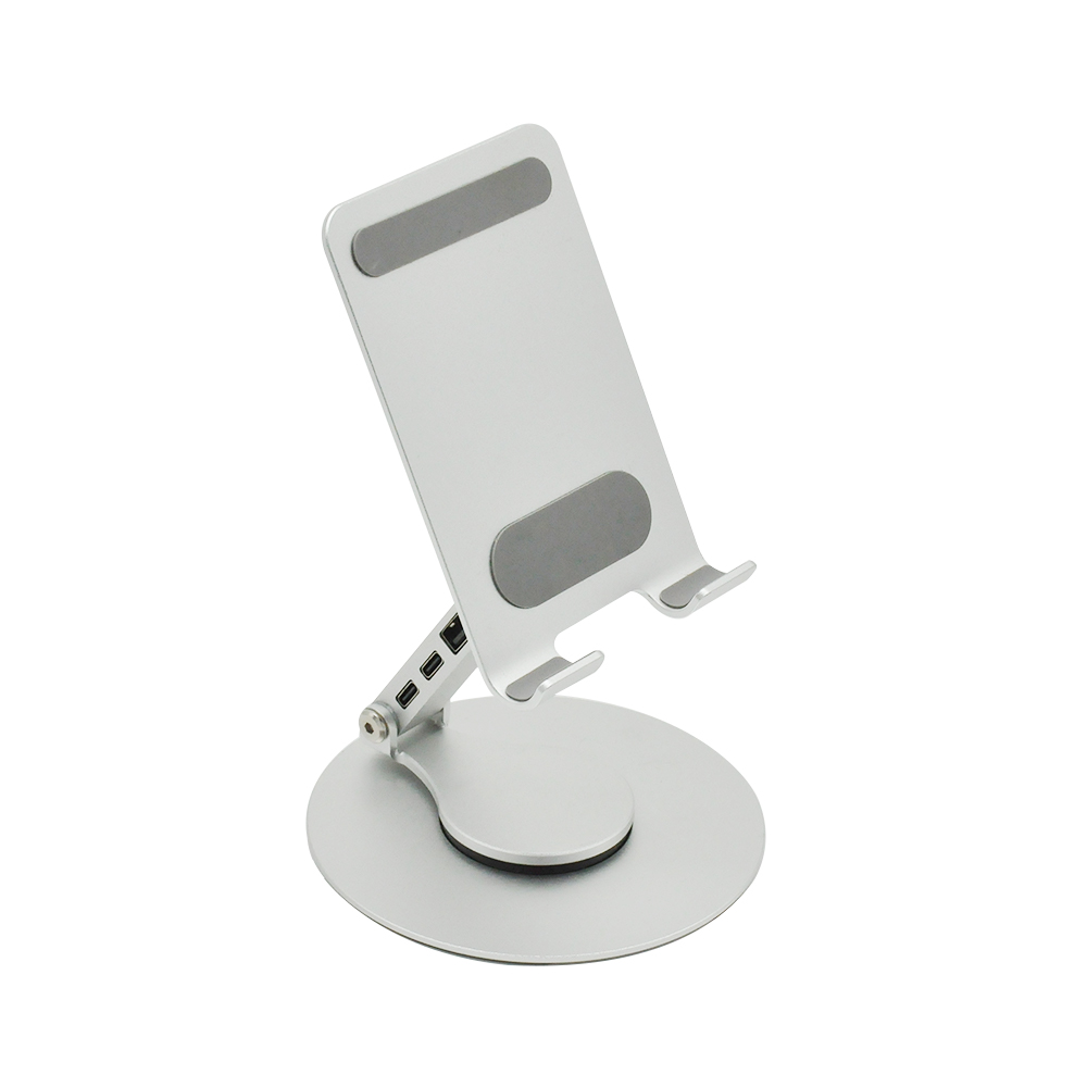 Picture of Aluminum dock multi-port USB mobile phone stand Docking Dock rotating desktop stand Portable folding adjustable stand USB*2 TYPE-C*2