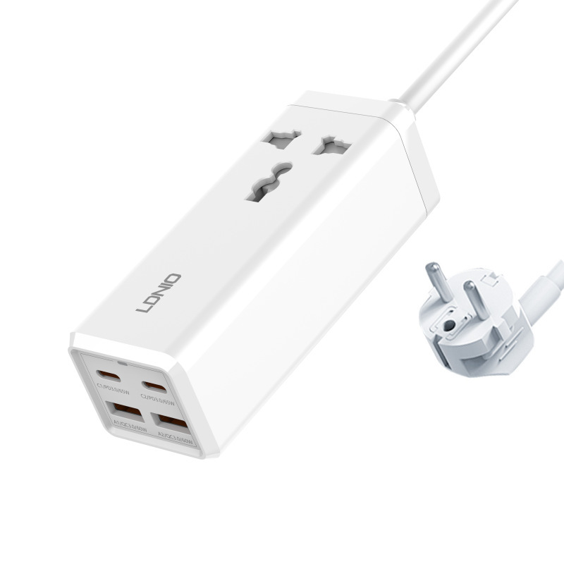 Picture of 65W high power USB socket socket British regulation US regulation European regulation Home fast charging plugboard 2 meters extension cable 2500W 10A USB-C/PD3.0(65W MAX) USB-A/QC3.0(60W MAX) European regulation