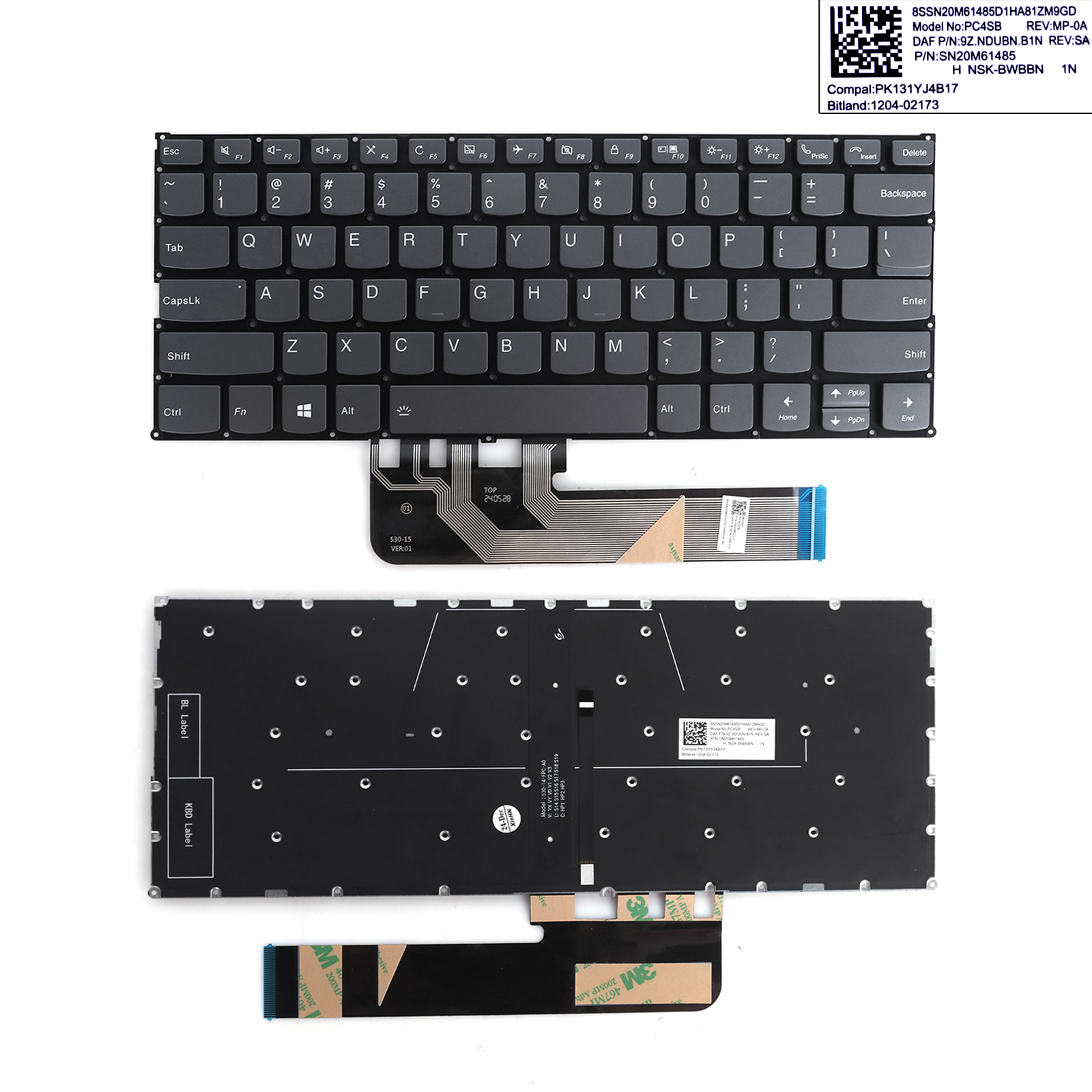 Picture of New Replacement Laptop Keyboard For Lenovo Yoga 6-13ARE05 6-13ALC6 Laptop Keyboard Gray （Backlit） US Layout