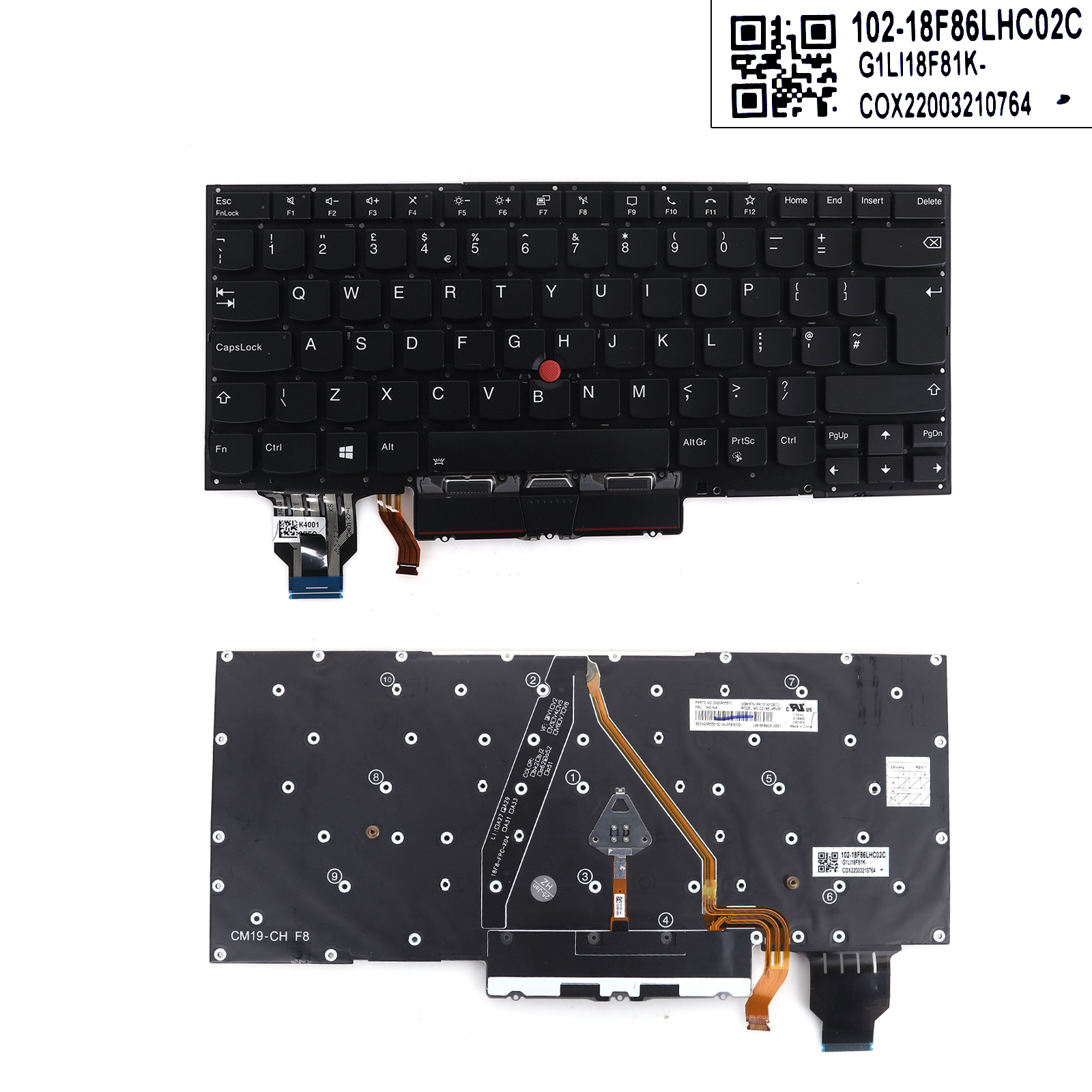 Picture of New Replacement Laptop Keyboard For Lenovo ThinkPad X1 Yoga 5th Gen BLACK(point backlit) Uk Layout