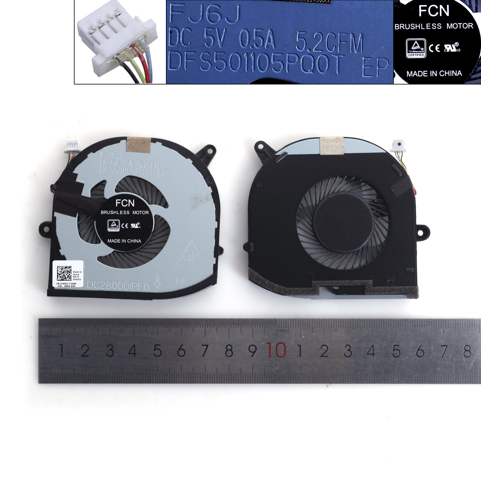 Picture of New Replacement CPU Cooling Fan For DELL XPS15 9570 7590 M5530 M5540 P56F（GPU,ORG）	 N/A Layout