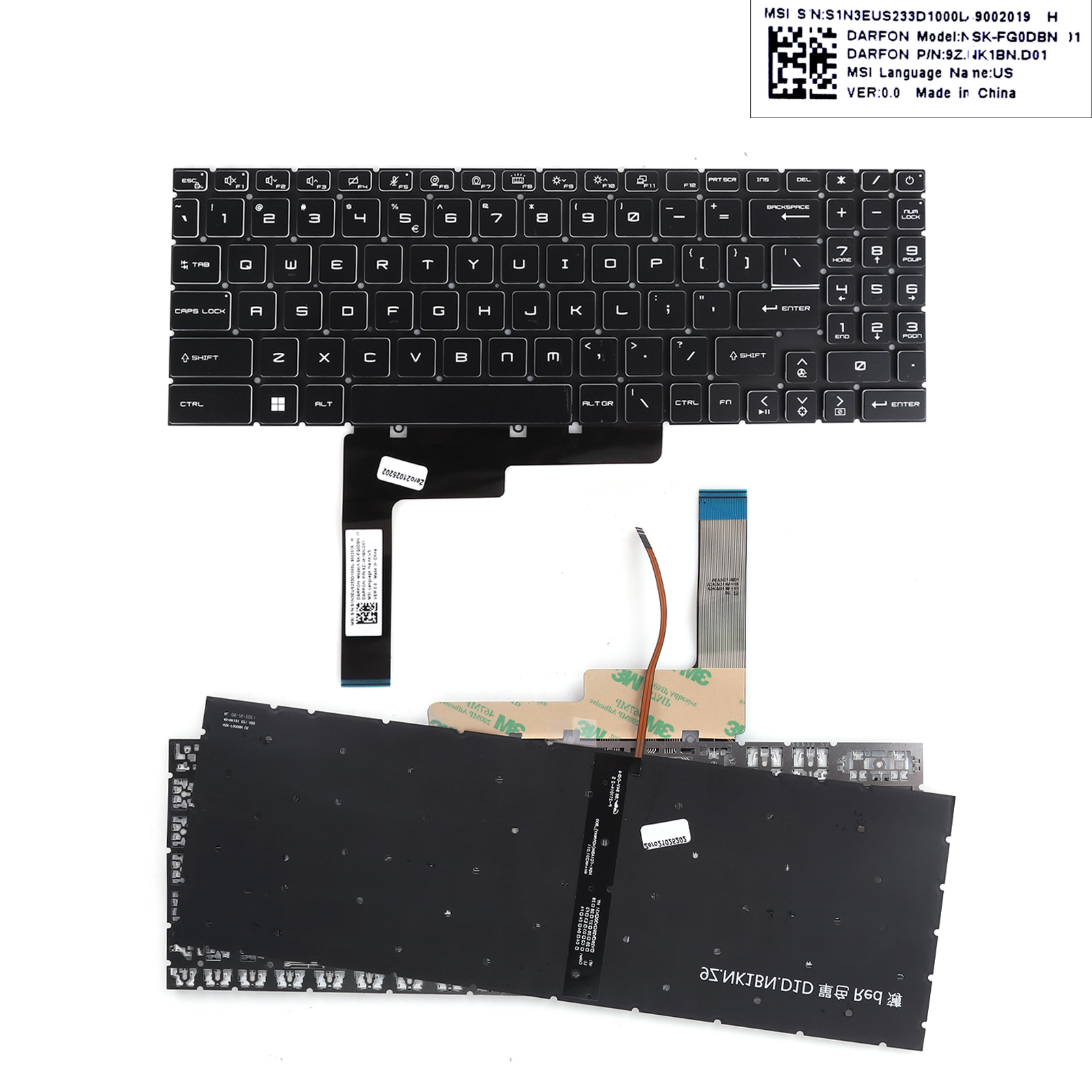 Picture of New Replacement Laptop Keyboard For MSI Katana GF66 GL66 GF76 GL76 MS-1581 MS-1582 MS-1583 Laptop Keyboard US Backlit US Layout