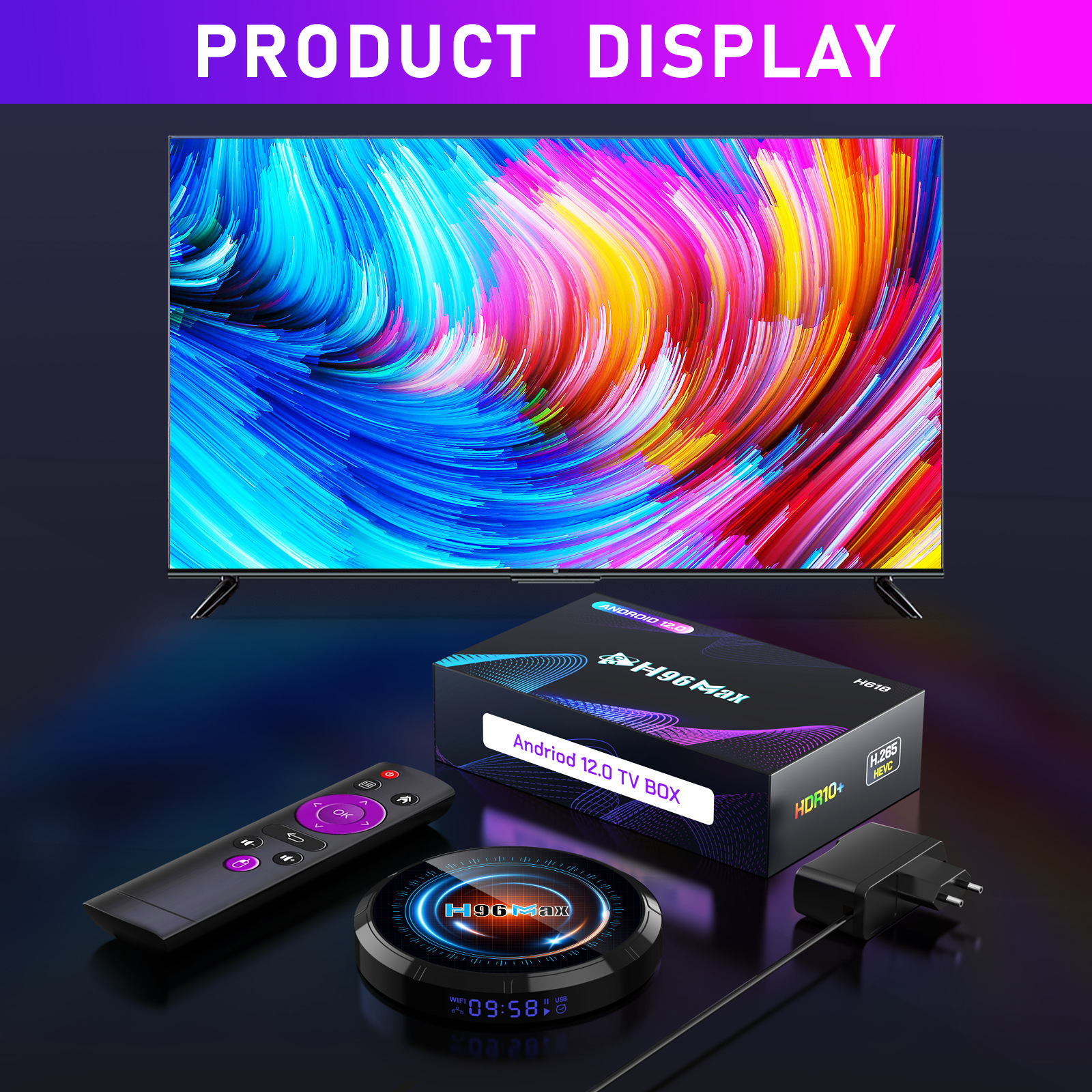 Picture of H96max Android TV Box H618 Android 12.0 HD display network set-top box WiFi6 Bluetooth 5.0 4GB+32GB European regulation