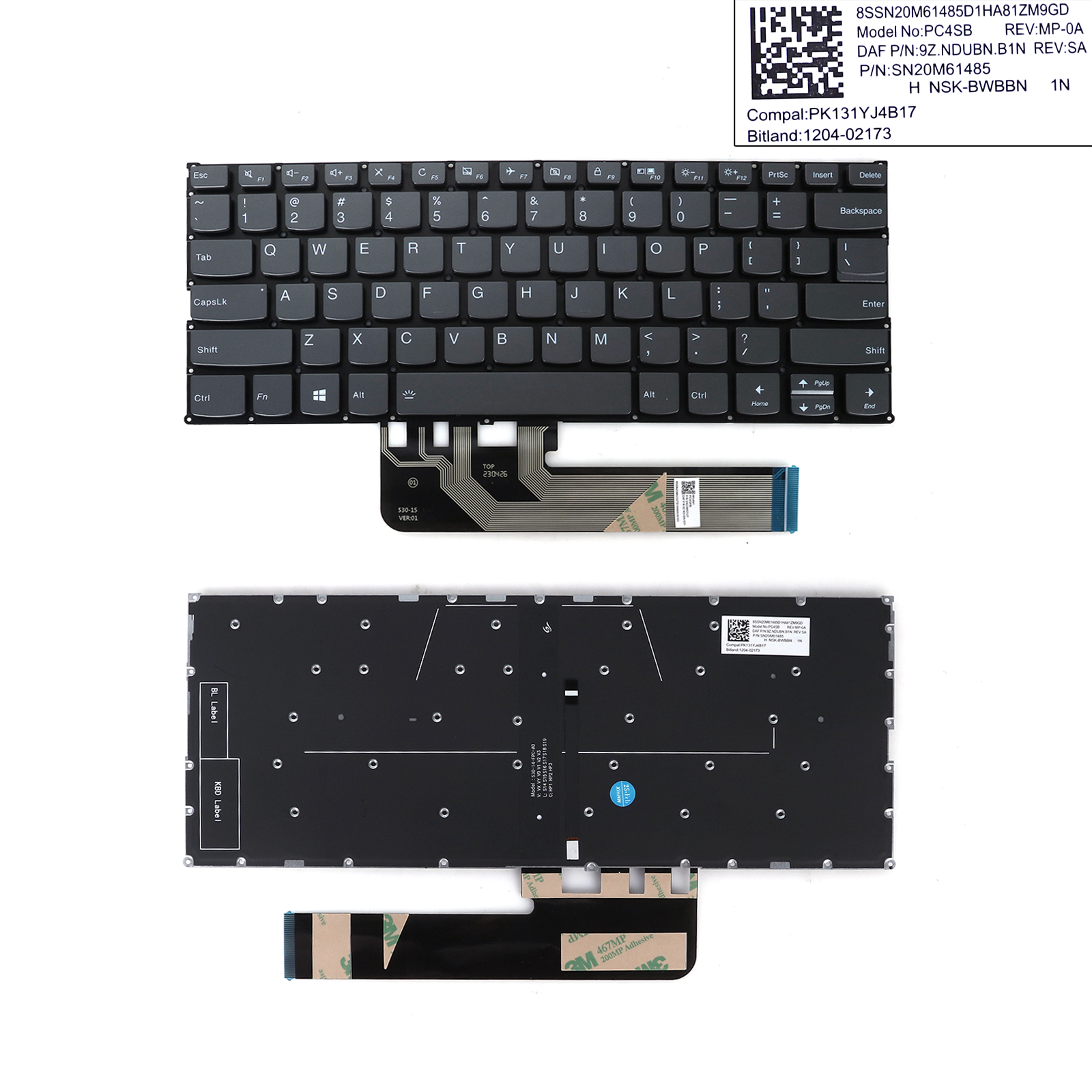 Picture of New Replacement Laptop Keyboard For Lenovo IdeaPad C340-14 C340-14API C340-14IML C340-14IWL GREY（Backlit Win8） US Layout