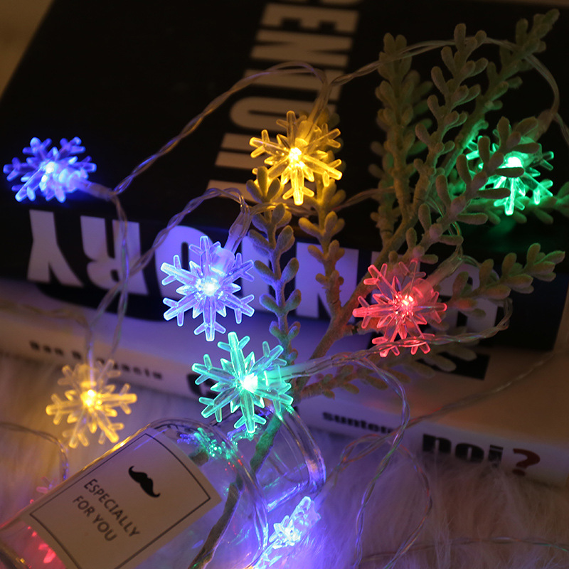 LED snow lights string Christmas decorations star lights string Christmas tree decorative lights Color 220V plug-in 10 m 100 lights