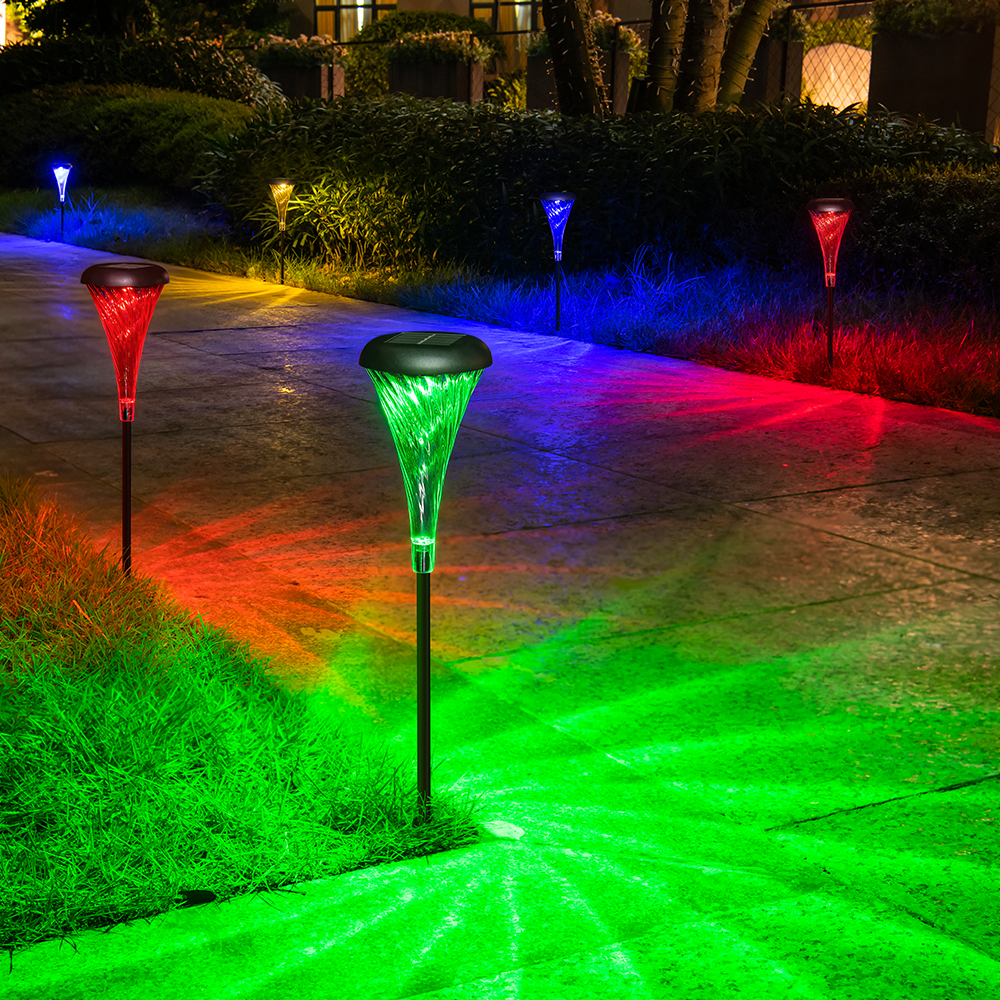 4 pcs/lot solar outdoor LED lights Trumpet decorative ground lights Villa garden lawn waterproof garden lawn light automatic switch 1.2V AAA standard 700mAh Ni-MH waterproof IP55 warm light +RGB