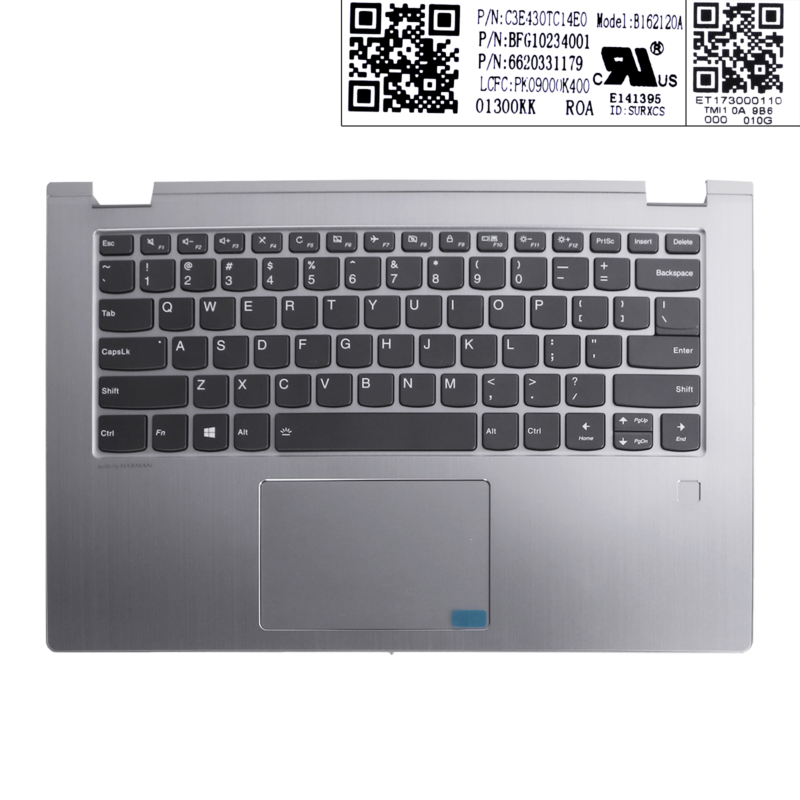 Picture of New Replacement Laptop Cover For Lenovo Yoga 530-14IKB Palmrest Upper Cover US Keyboard With touch Silver 