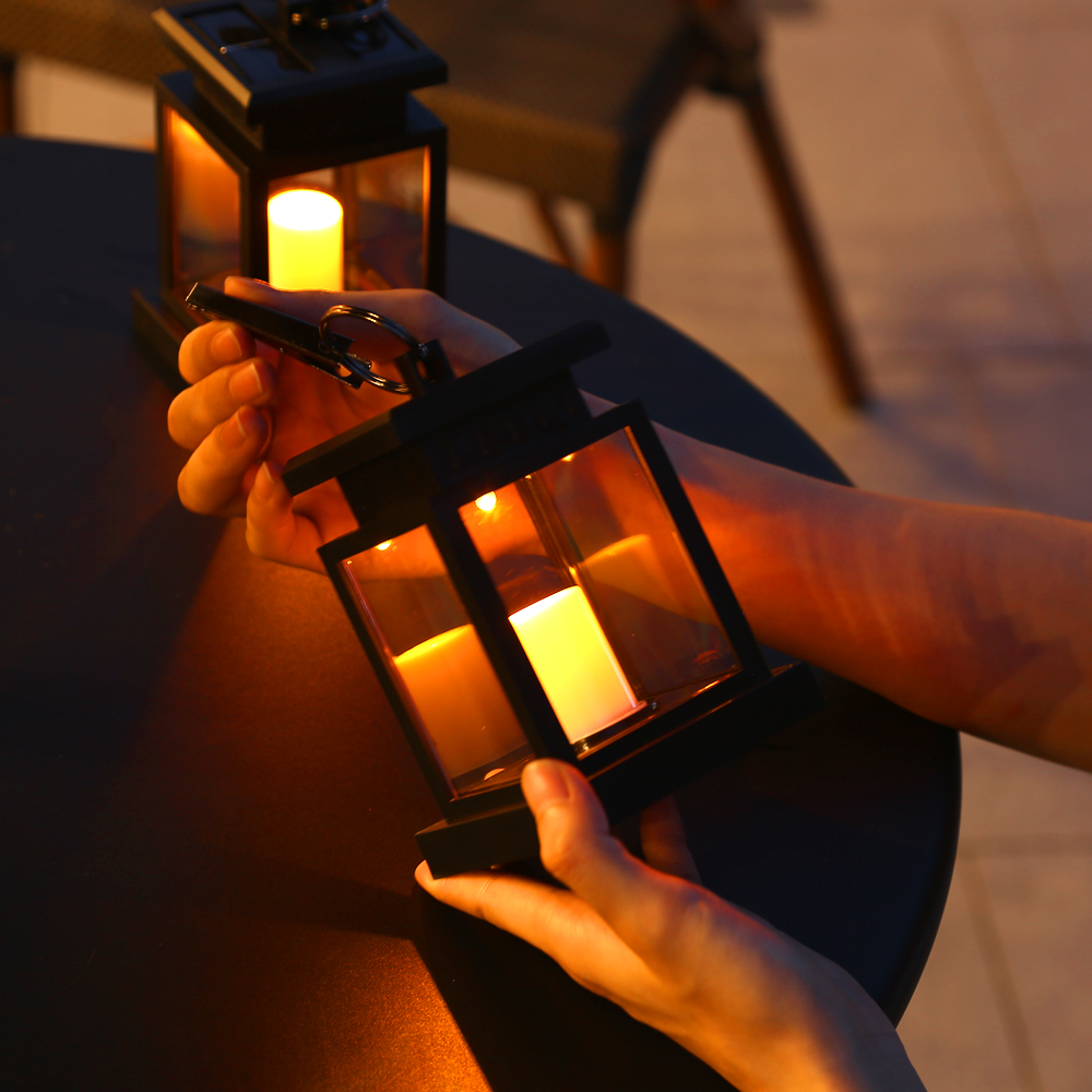 Solar candle light Home outdoor garden decoration garden light retro atmosphere LED candle hanging light intelligent light control built-in 1300mAh large capacity battery