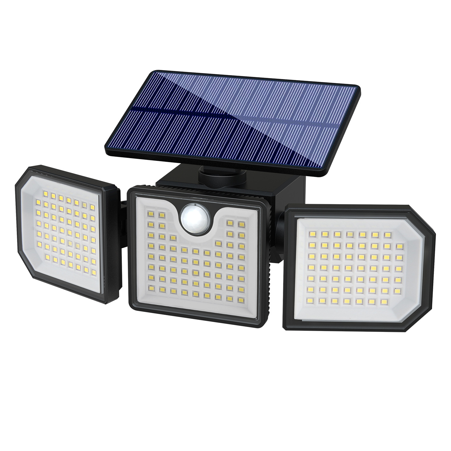 Solar three-head lamps, outdoor sensor floodlights, waterproof searchlights, garden lighting street lamps, emergency lights