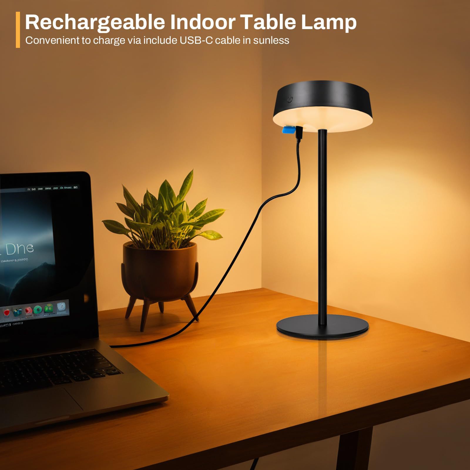 Outdoor IP67 solar table lamp, night light, dining table light, camping light, indoor charging and plugging dual-purpose, atmosphere, light luxury and high-end feel, 2000mah battery view 2