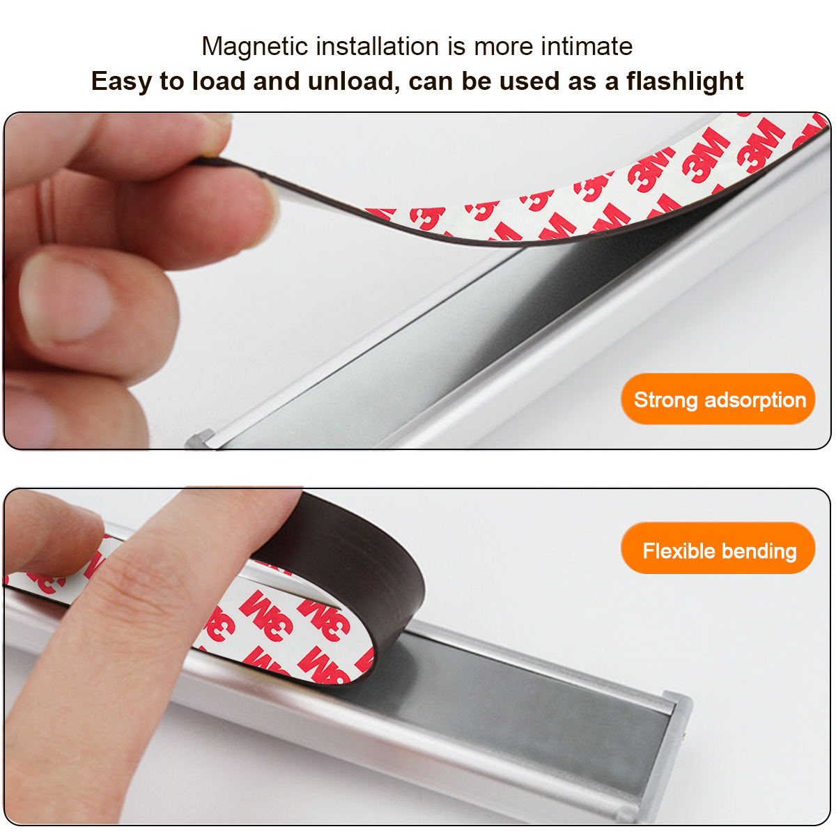 Intelligent human body induction magnetic cabinet light, no wiring required, long battery life charging, three-color light wardrobe, kitchen wine cabinet, display cabinet, 5V1A charging view 2