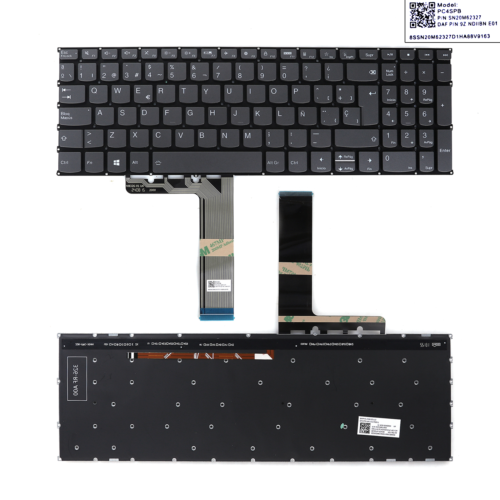 Picture of New Replacement Laptop Keyboard For Lenovo xiaoxin Air 15 2020 Air15 2021 Air 15 2022 GRAY（Backlit，Win8） SP Layout
