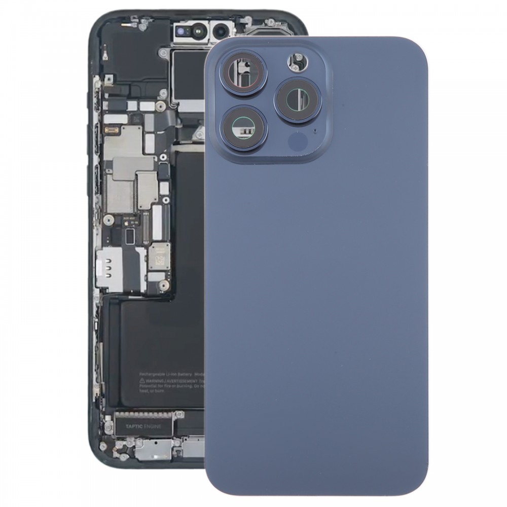 Picture of For iPhone 15 Pro Max Glass Battery Back Cover with Camera Lens Cover(Blue)