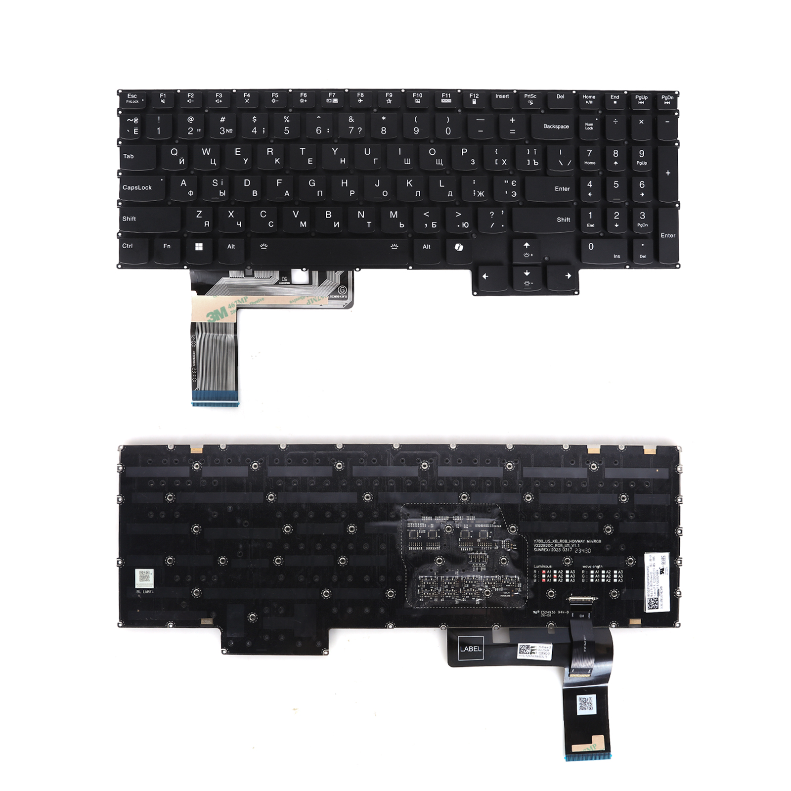 Picture of New Replacement Laptop Keyboard For Lenovo R9000K Y9000K Y9000X Y9000P (2022/2023) BLACK（Full Colorful Backlit，AI，Win8） RU Layout