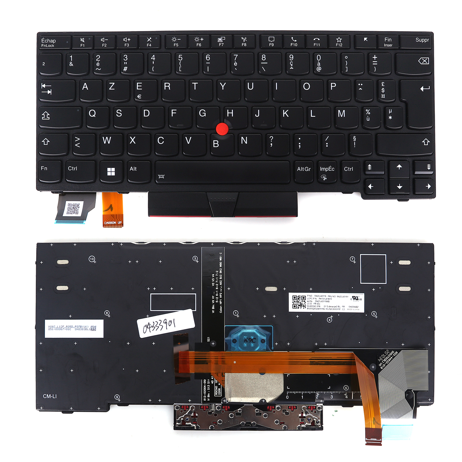 Picture of New Replacement Laptop Keyboard For Lenovo/lBM Thinkpad X13 Gen1 L13 Gen2 BLACK FRAME BLACK（Backlit，With Point，Win8） Fr Layout