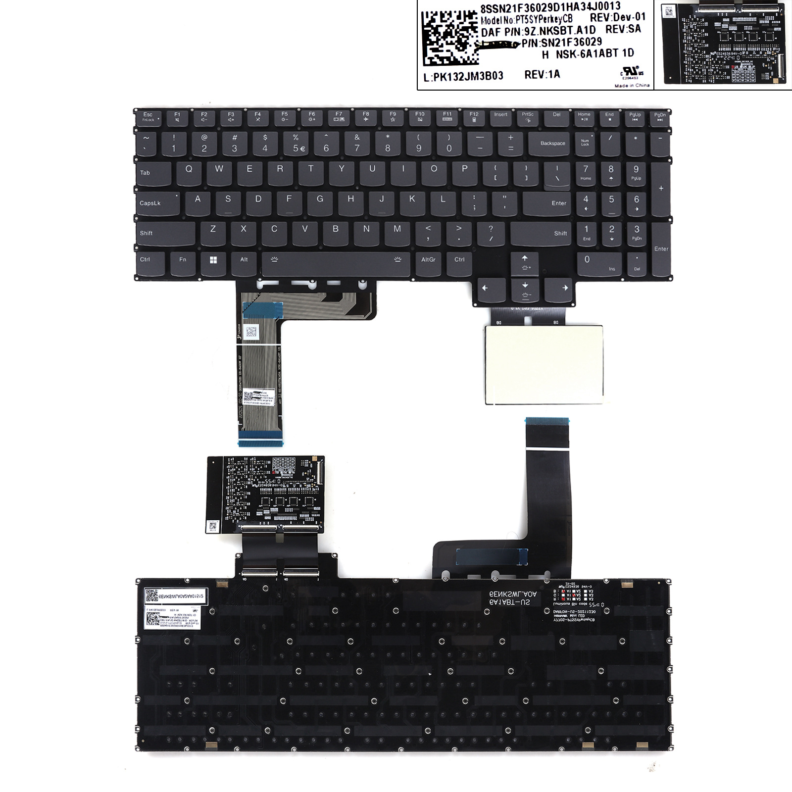 Picture of New Replacement Laptop Keyboard For Lenovo IdeaPad Gaming 3 15ARH7 3 15IAH7 /16IAH S7 15IMH5/16ARH7 R9000X ARHA7 Y9000X IAH7 2022 GRAY（PCB Backlit，Win8） US Layout