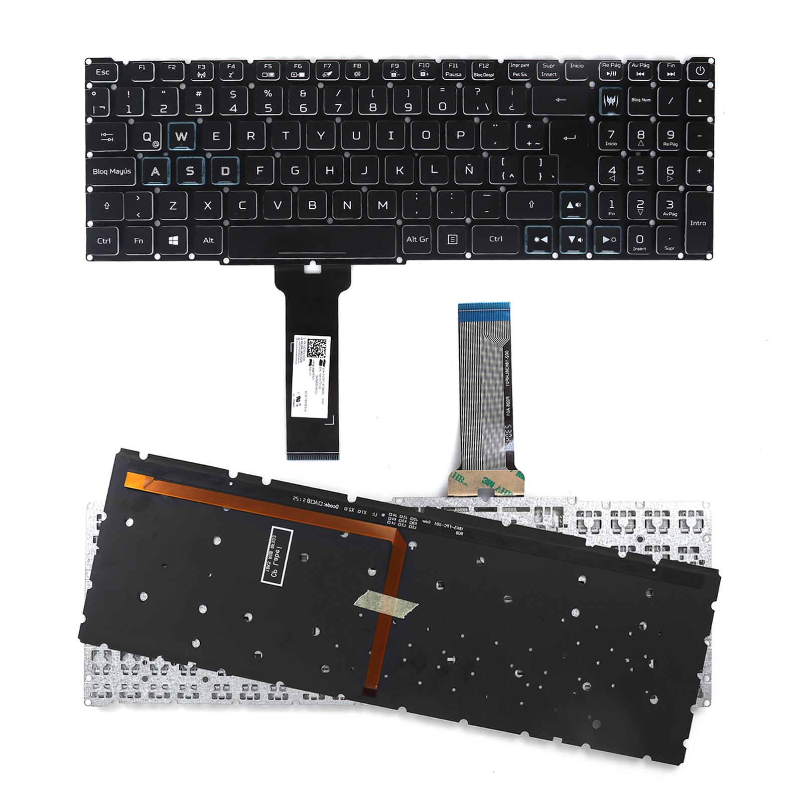 Picture of New Replacement Laptop Keyboard For Acer Nitro-4 an515-54 an515-43 an517-51 an715-51 BLACK (Full Colorful Backlit ,Blue crystal key cap, Win8 ) LA Layout