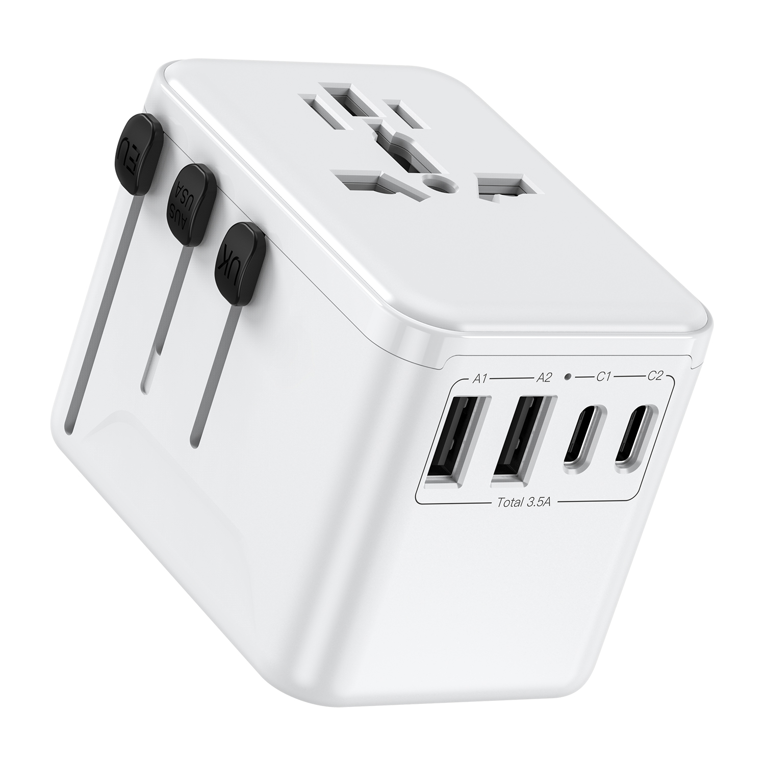Picture of Conversion socket travel multi country plug creative multi country socket 180+countries available 10A fuse 2TYPE-C+2USB-A